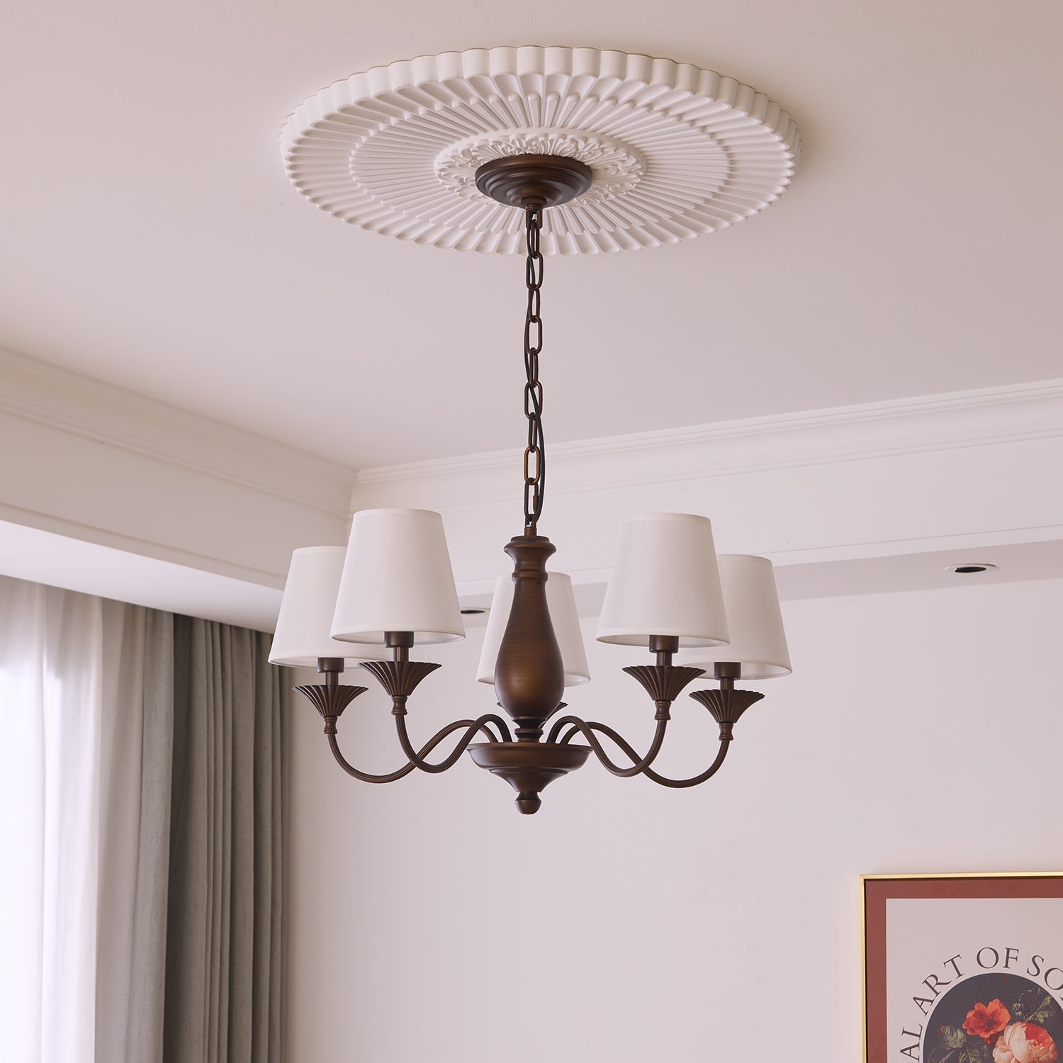 Ulenis Chandelier Fabric Shade Vintage-Neutral Decor