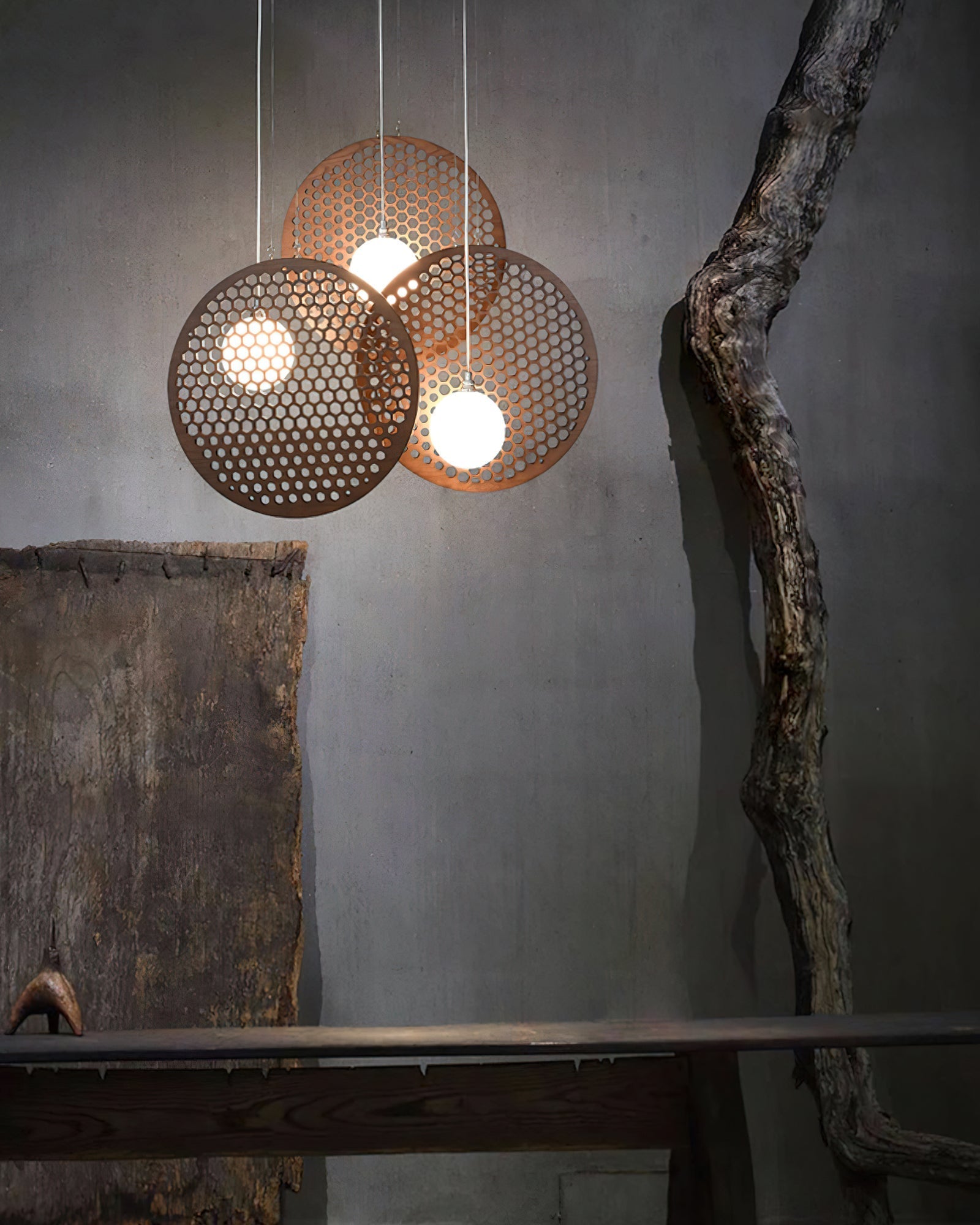 Aurora Chandelier Wooden Plate-Neutral Decor