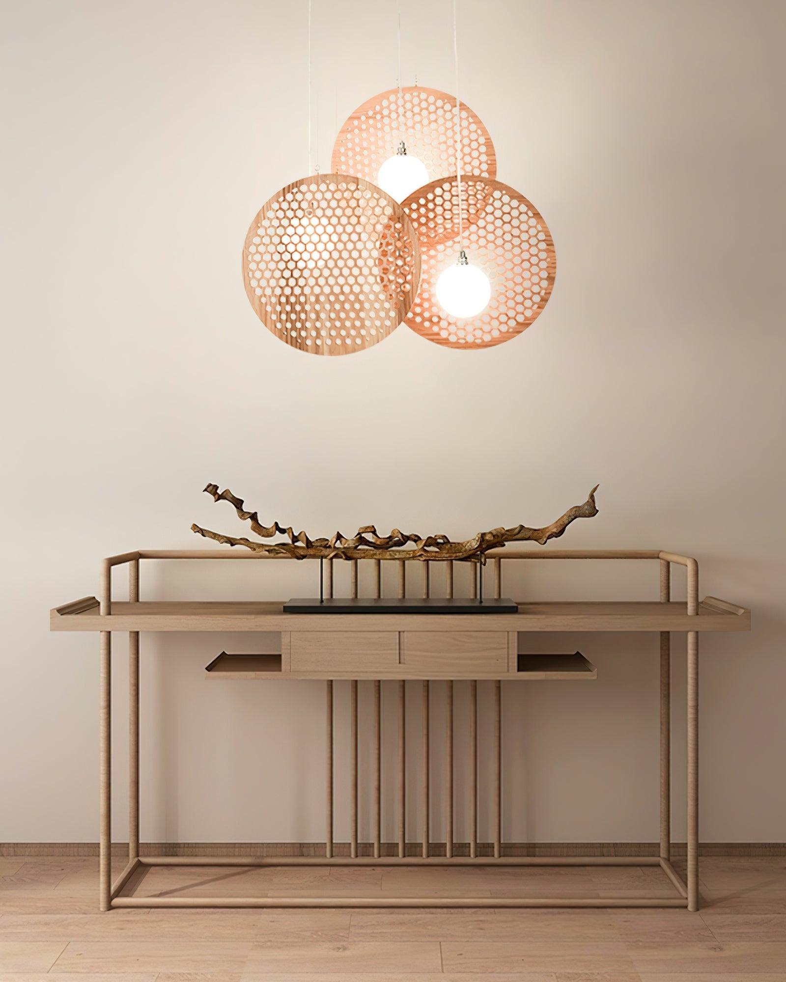 Aurora Chandelier Wooden Plate-Neutral Decor