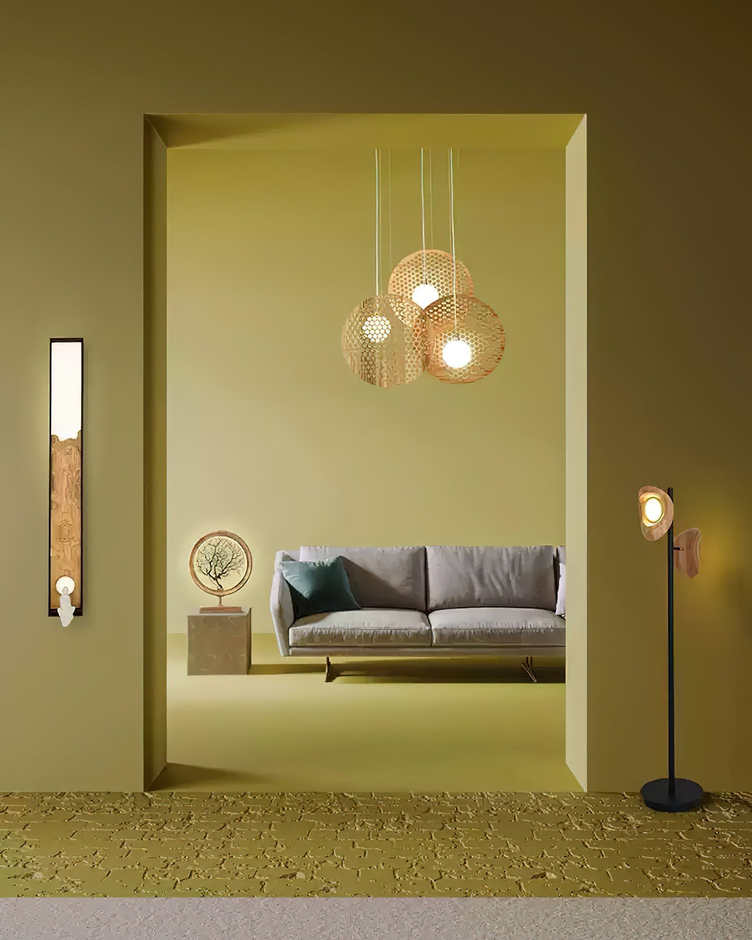 Aurora Chandelier Wooden Plate-Neutral Decor