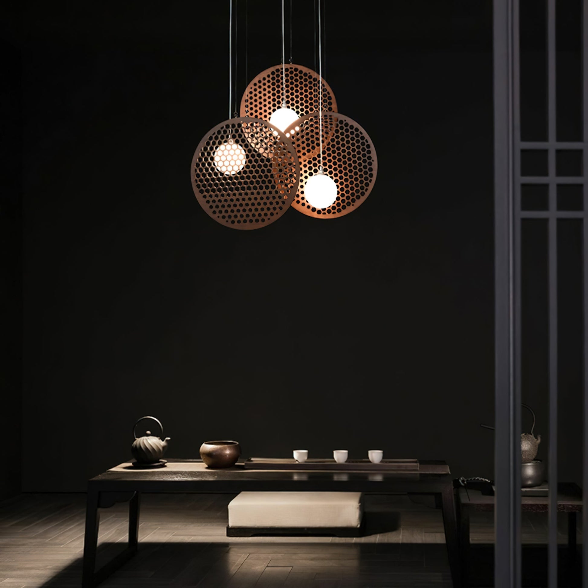 Aurora Chandelier Wooden Plate-Neutral Decor