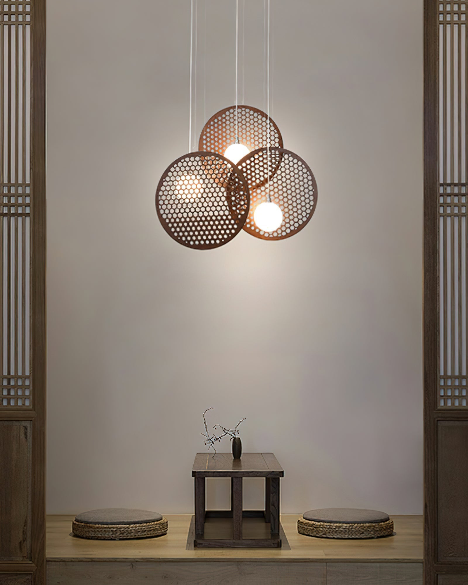 Aurora Chandelier Wooden Plate-Neutral Decor
