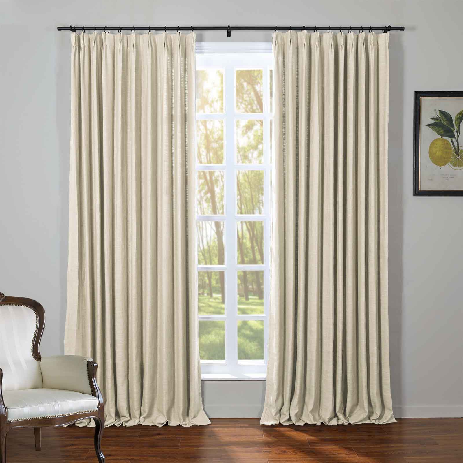 Kelly Flax Linen Curtains & Drapes Pleated-Neutral Decor