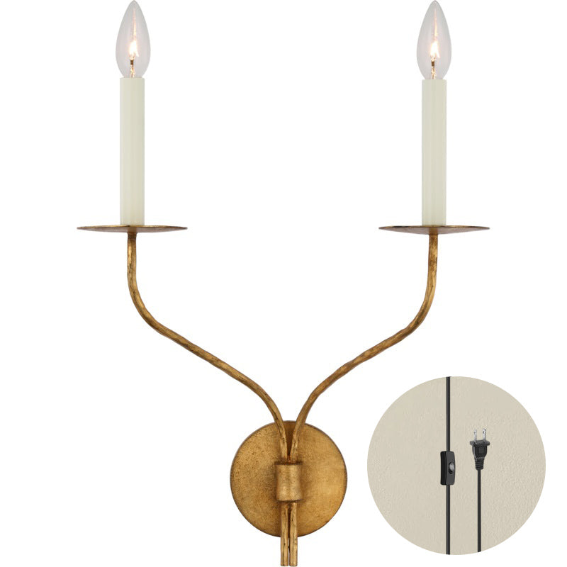 Gwyn Plug-in Brass Wall Lamp