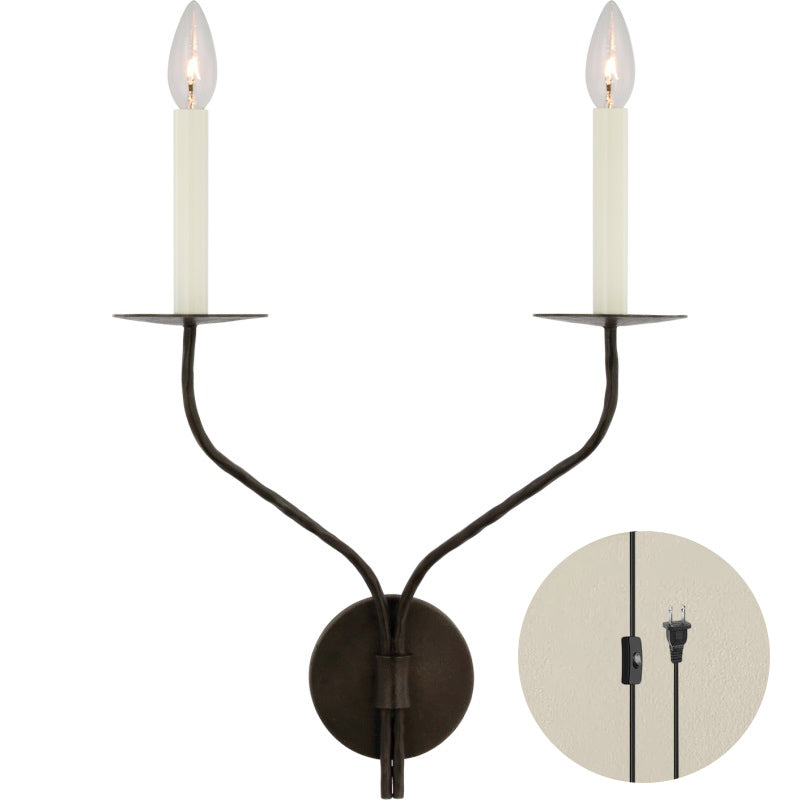 Gwyn Plug-in Brass Wall Lamp