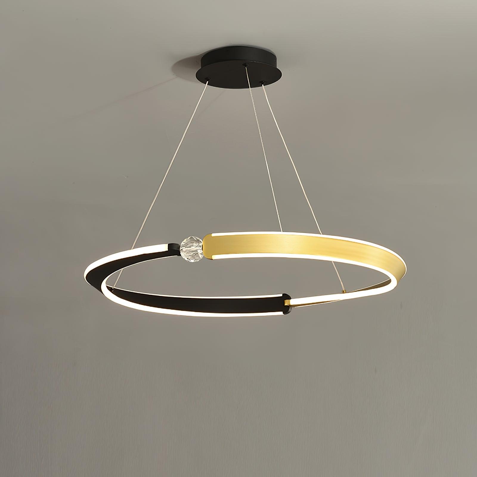 Lustra Chandelier Crystal Black Gold Dining LED-Neutral Decor