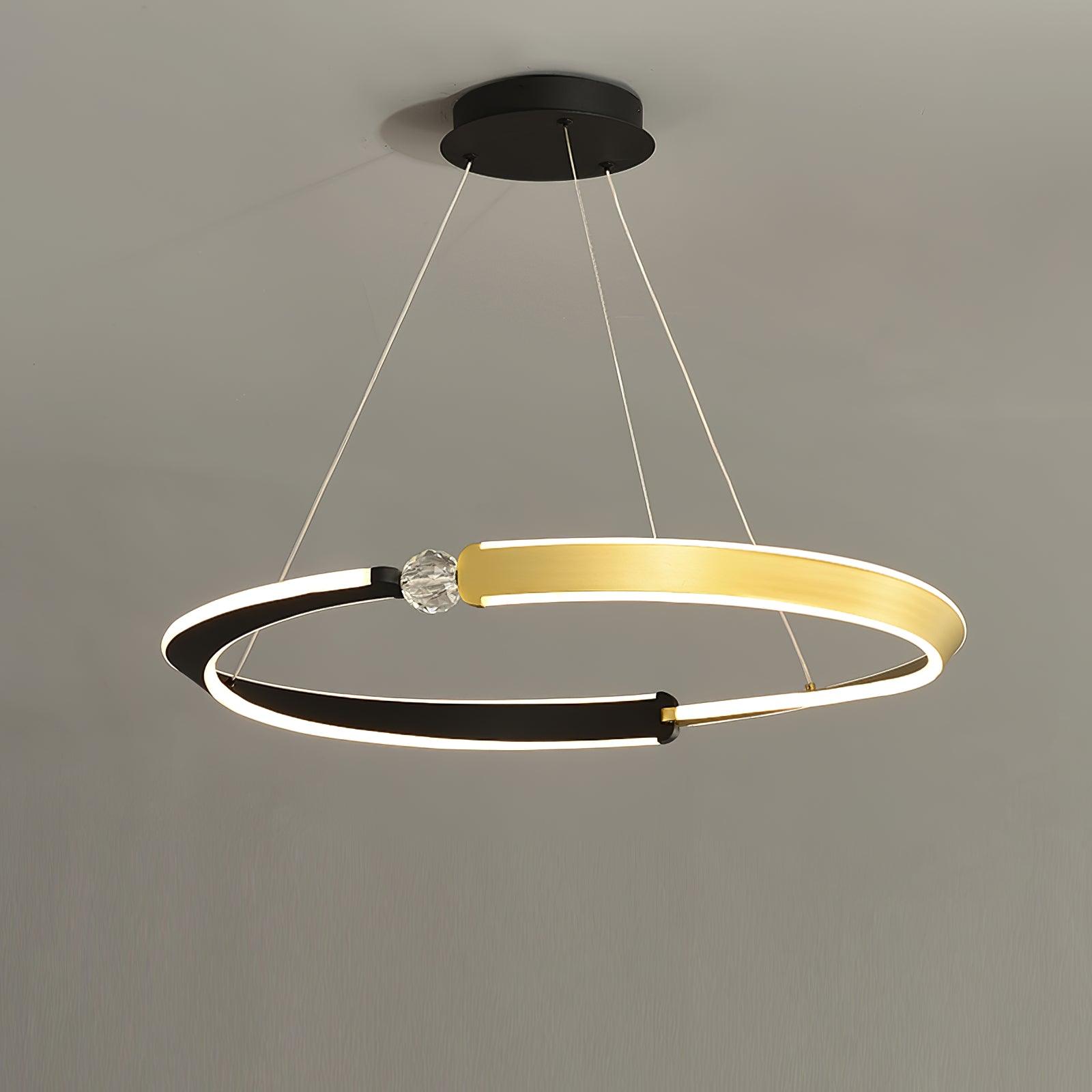 Lustra Chandelier Crystal Black Gold Dining LED-Neutral Decor