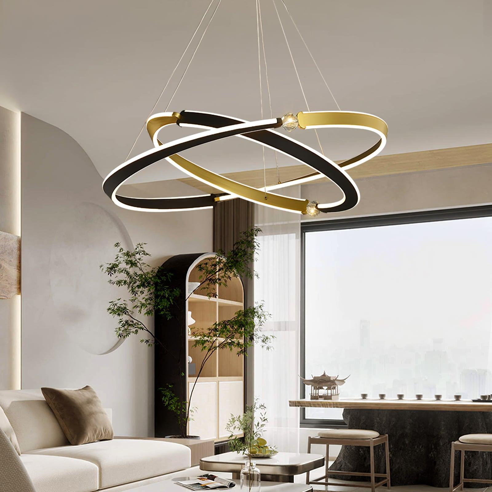 Lustra Chandelier Crystal Black Gold Dining LED-Neutral Decor