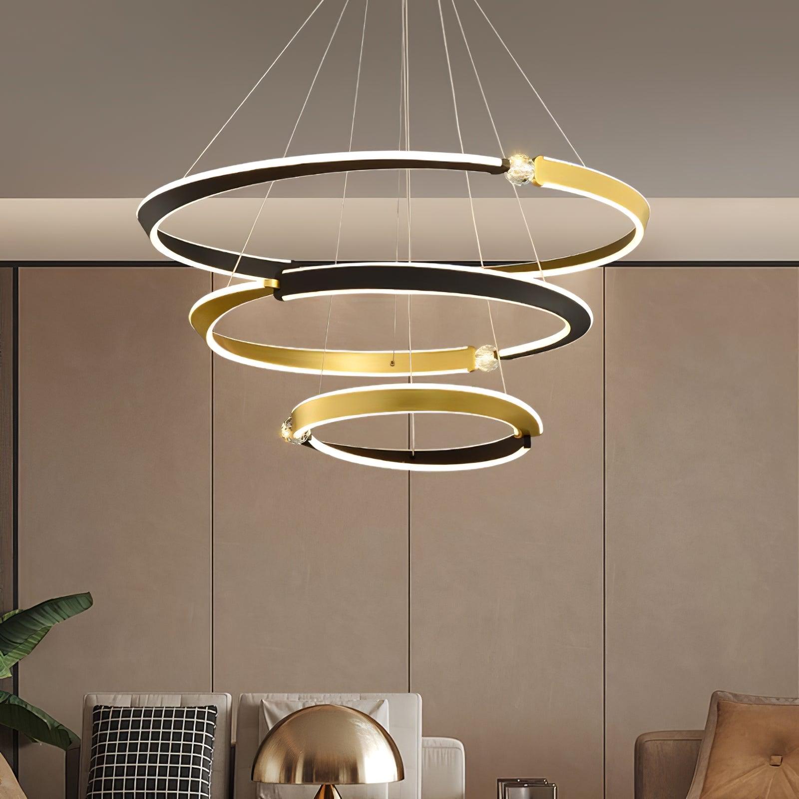 Lustra Chandelier Crystal Black Gold Dining LED-Neutral Decor