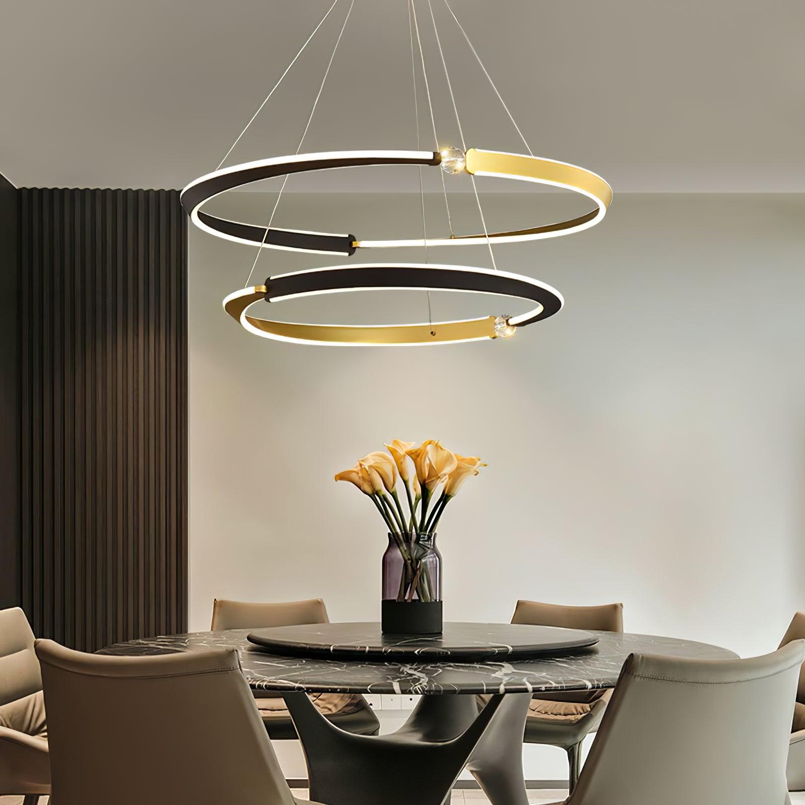 Lustra Chandelier Crystal Black Gold Dining LED-Neutral Decor