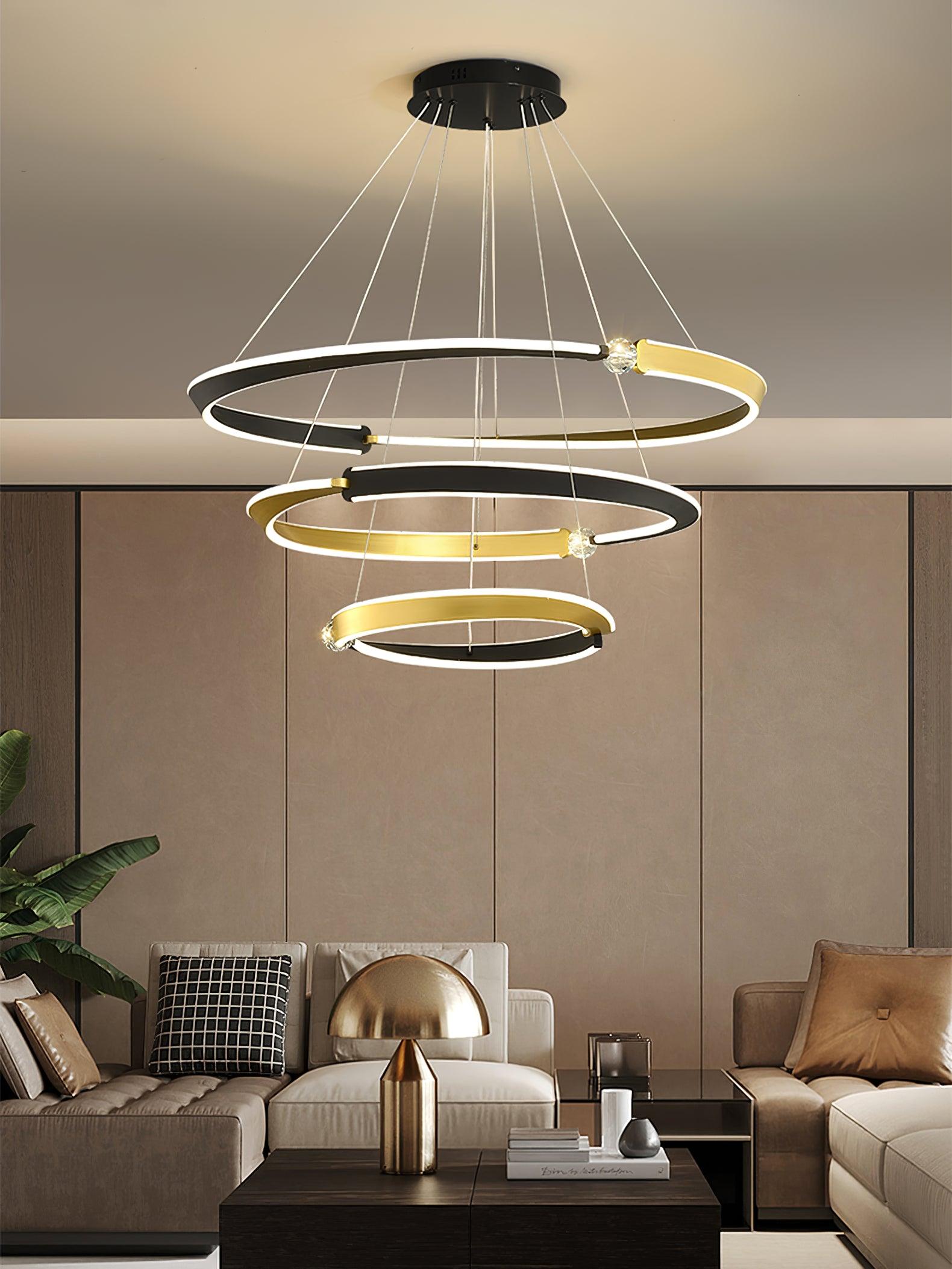 Lustra Chandelier Crystal Black Gold Dining LED-Neutral Decor