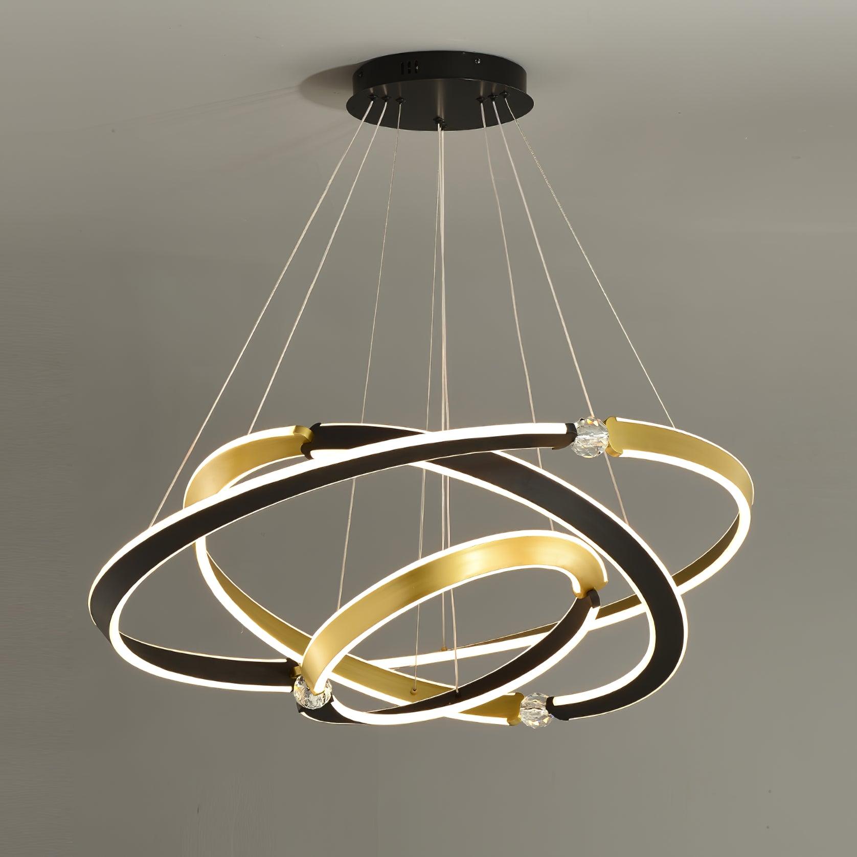 Lustra Chandelier Crystal Black Gold Dining LED-Neutral Decor