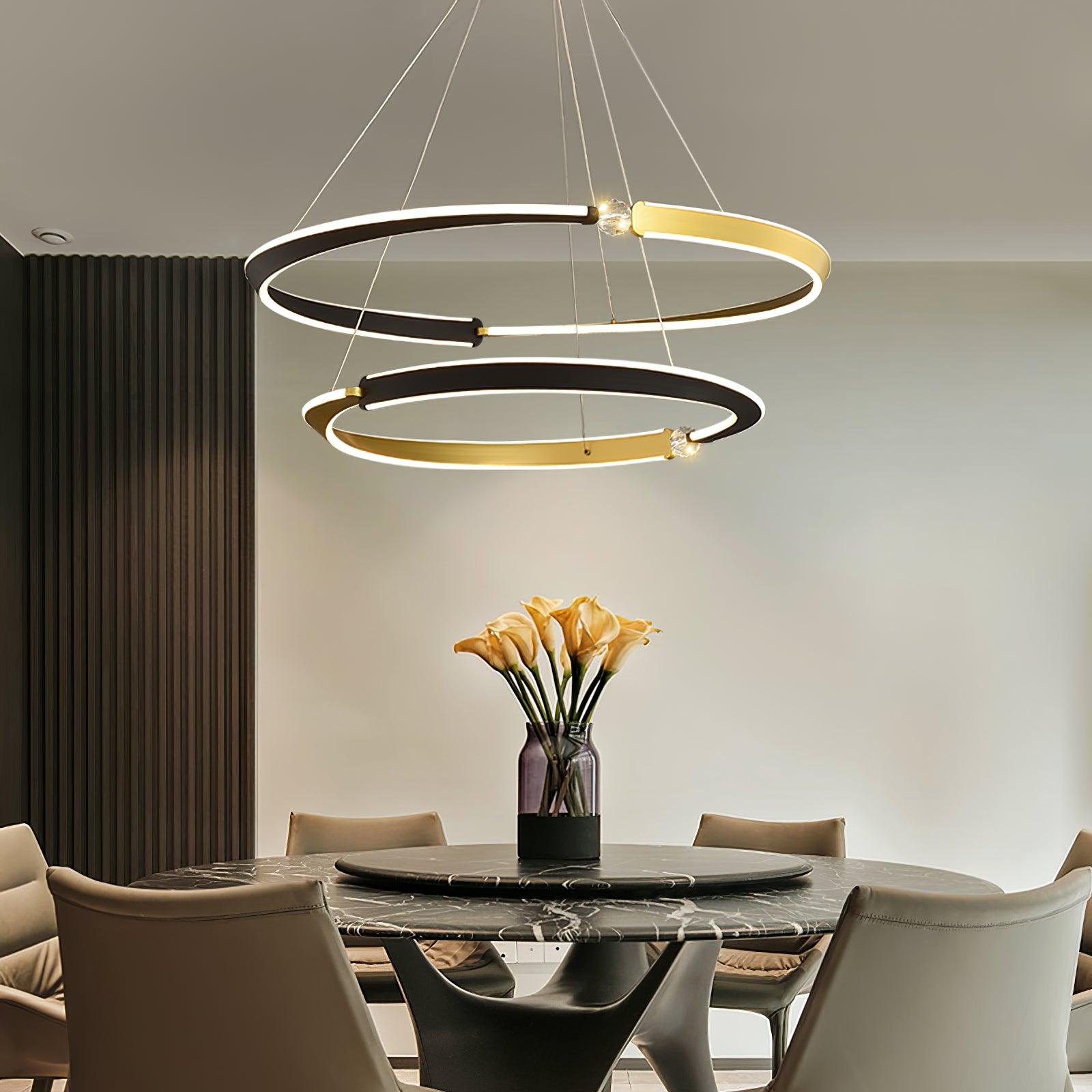 Lustra Chandelier Crystal Black Gold Dining LED-Neutral Decor