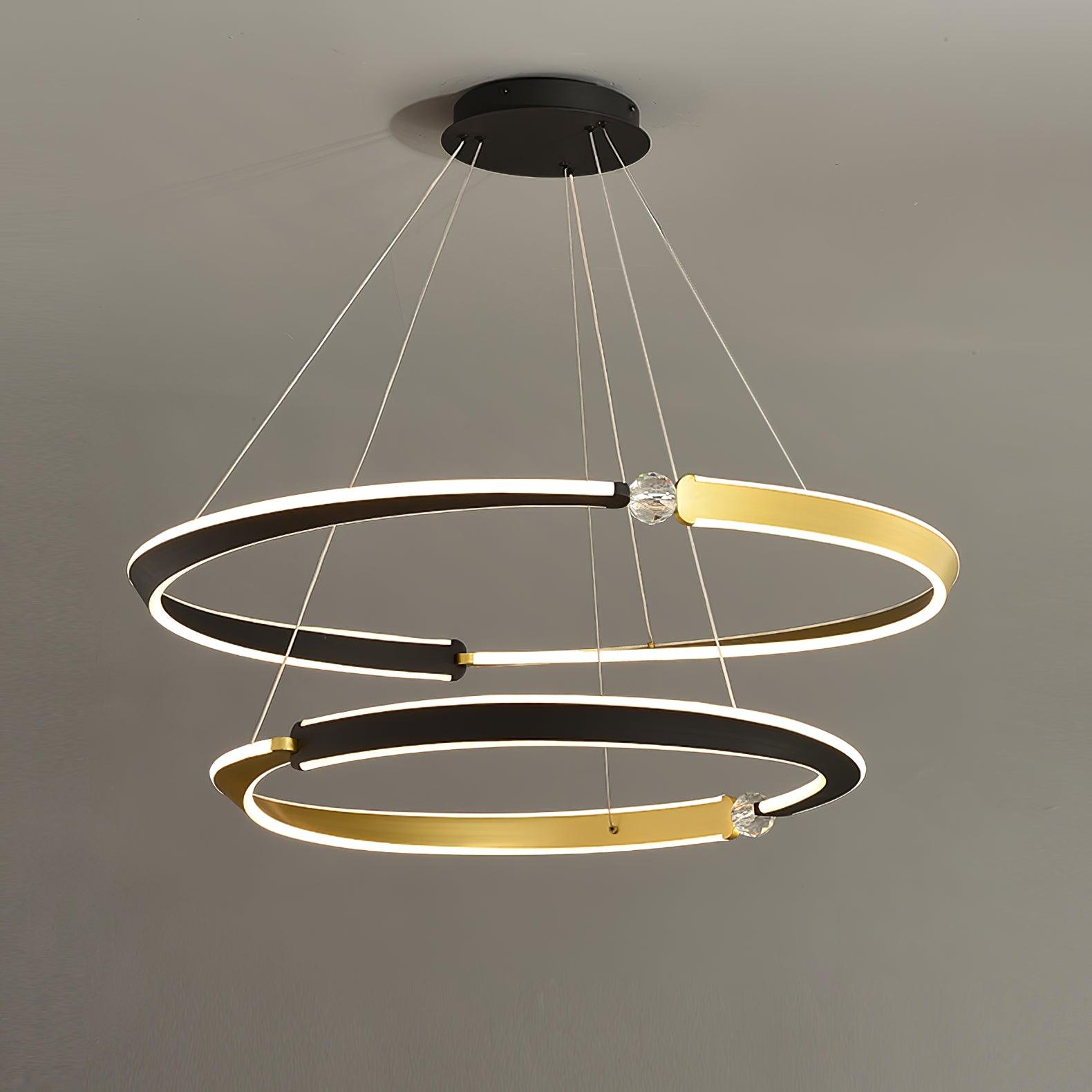 Lustra Chandelier Crystal Black Gold Dining LED-Neutral Decor