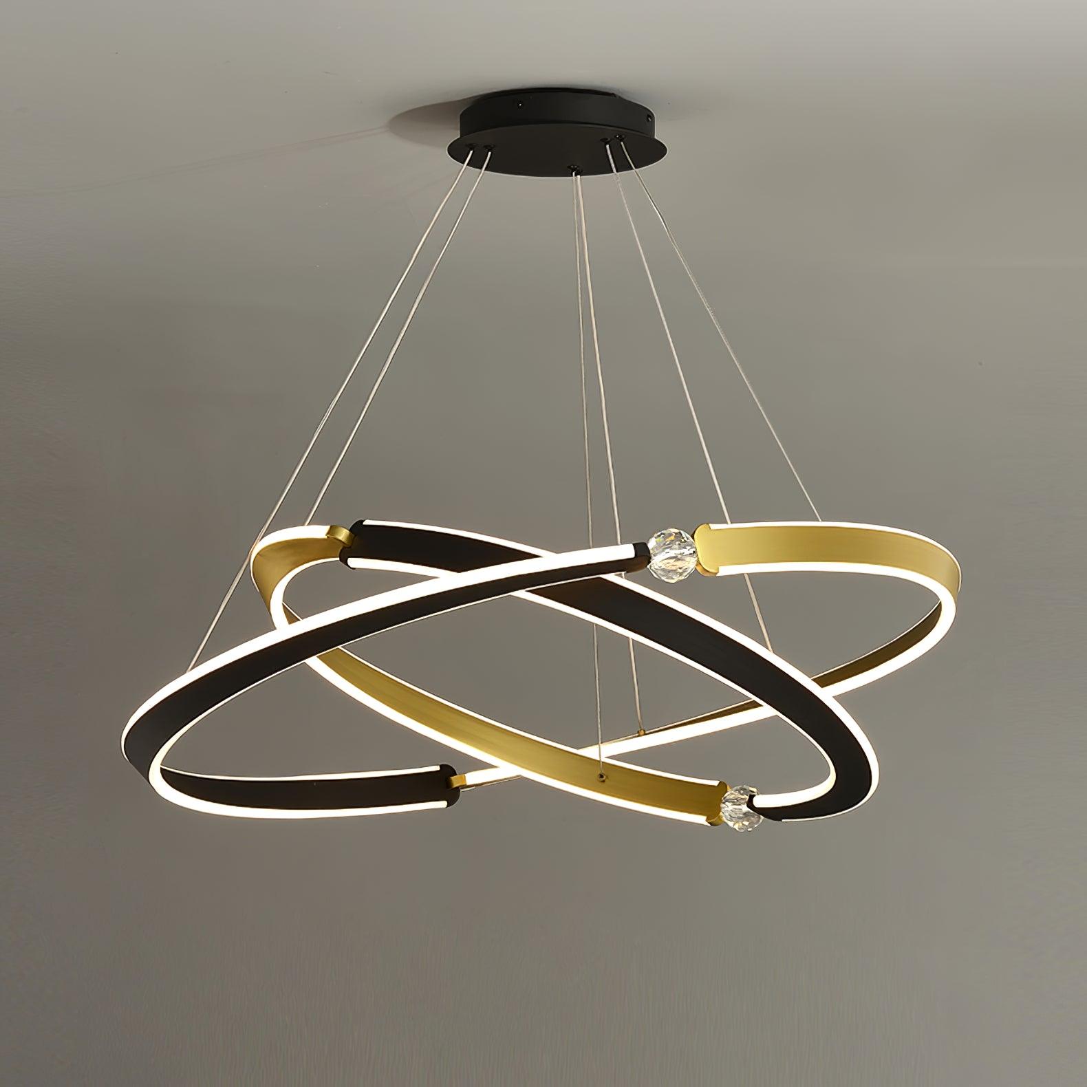 Lustra Chandelier Crystal Black Gold Dining LED-Neutral Decor