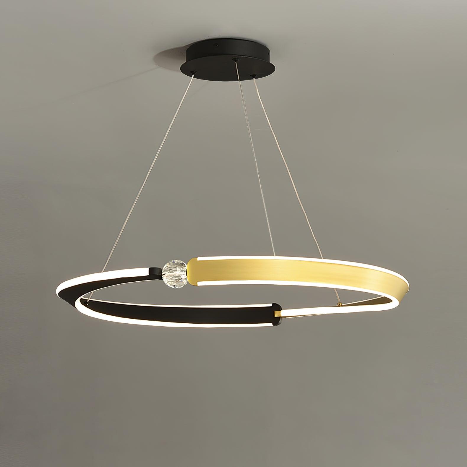 Lustra Chandelier Crystal Black Gold Dining LED-Neutral Decor