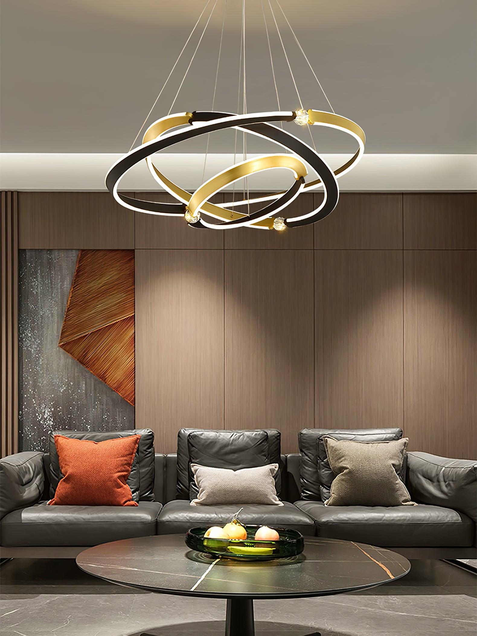 Lustra Chandelier Crystal Black Gold Dining LED-Neutral Decor