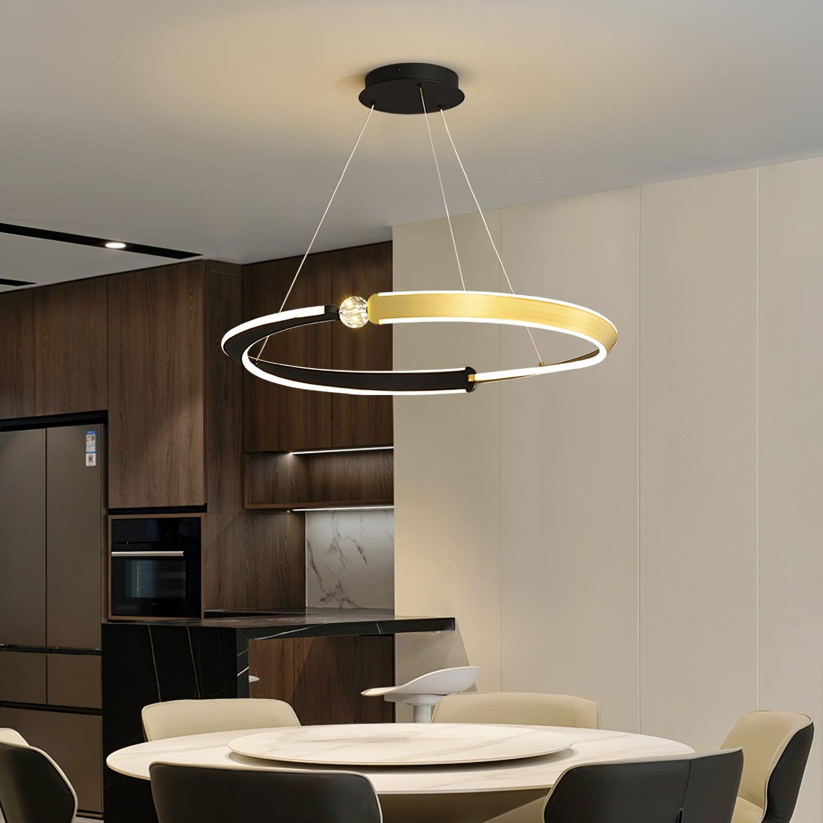 Lustra Chandelier Crystal Black Gold Dining LED-Neutral Decor
