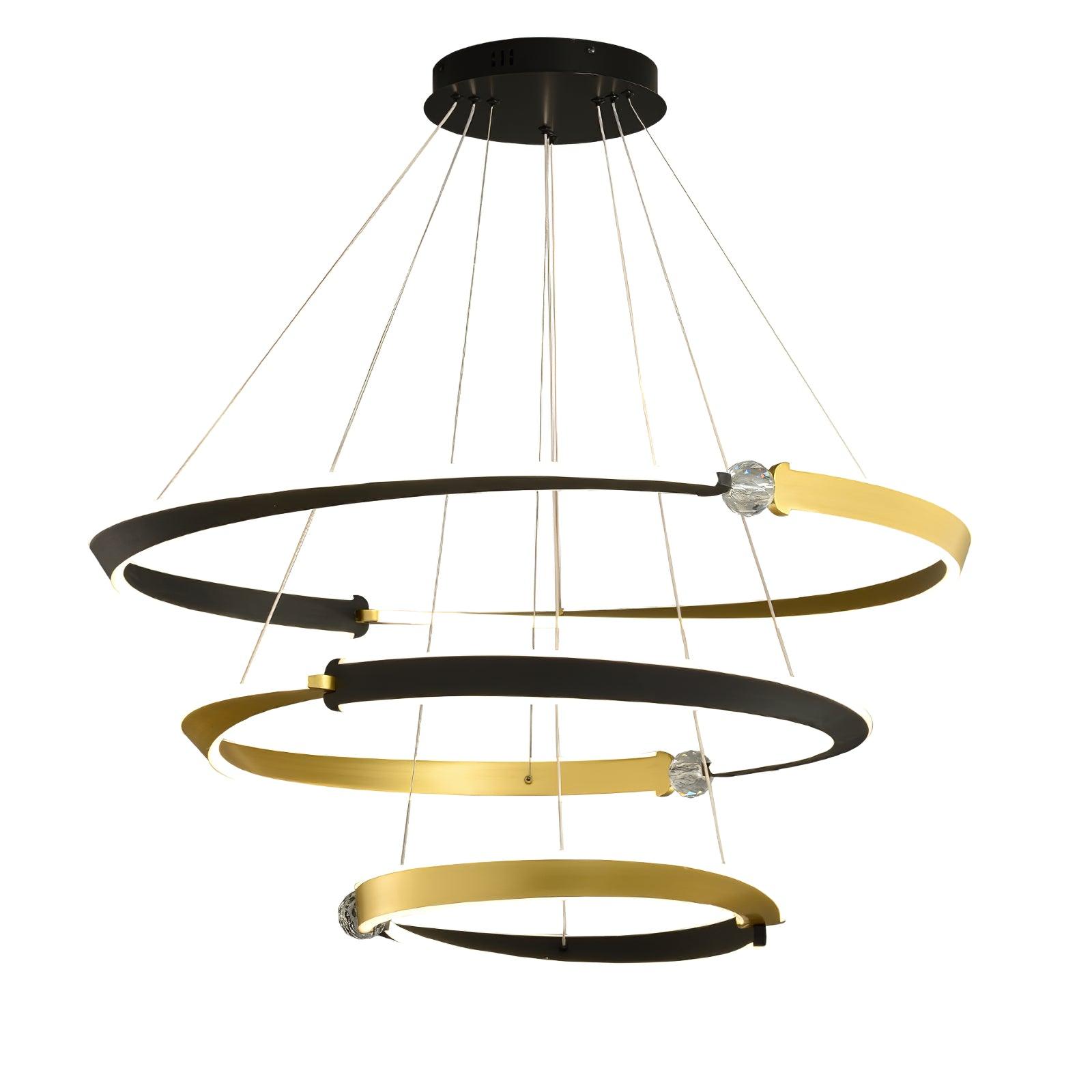 Lustra Chandelier Crystal Black Gold Dining LED-Neutral Decor