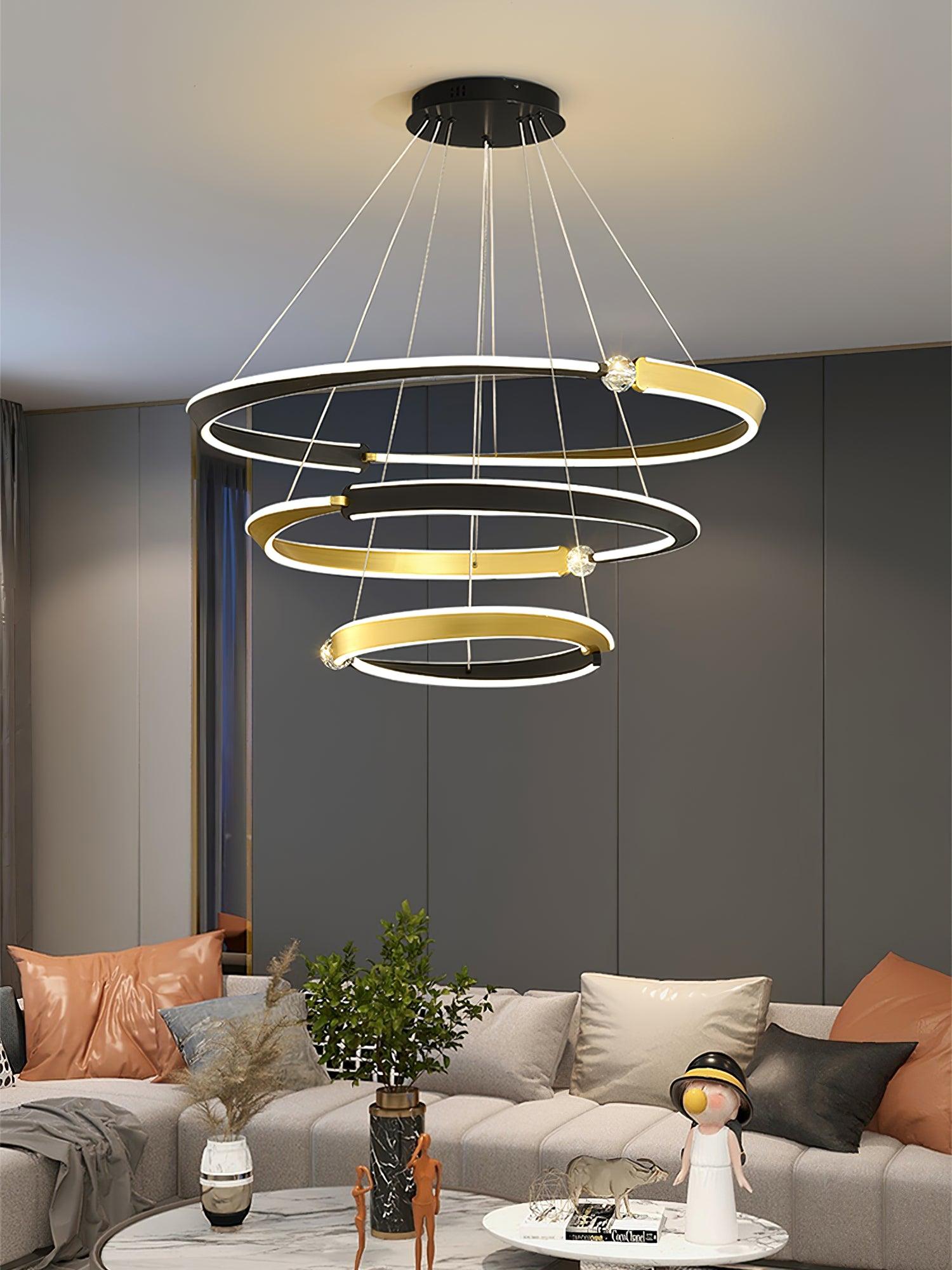 Lustra Chandelier Crystal Black Gold Dining LED-Neutral Decor