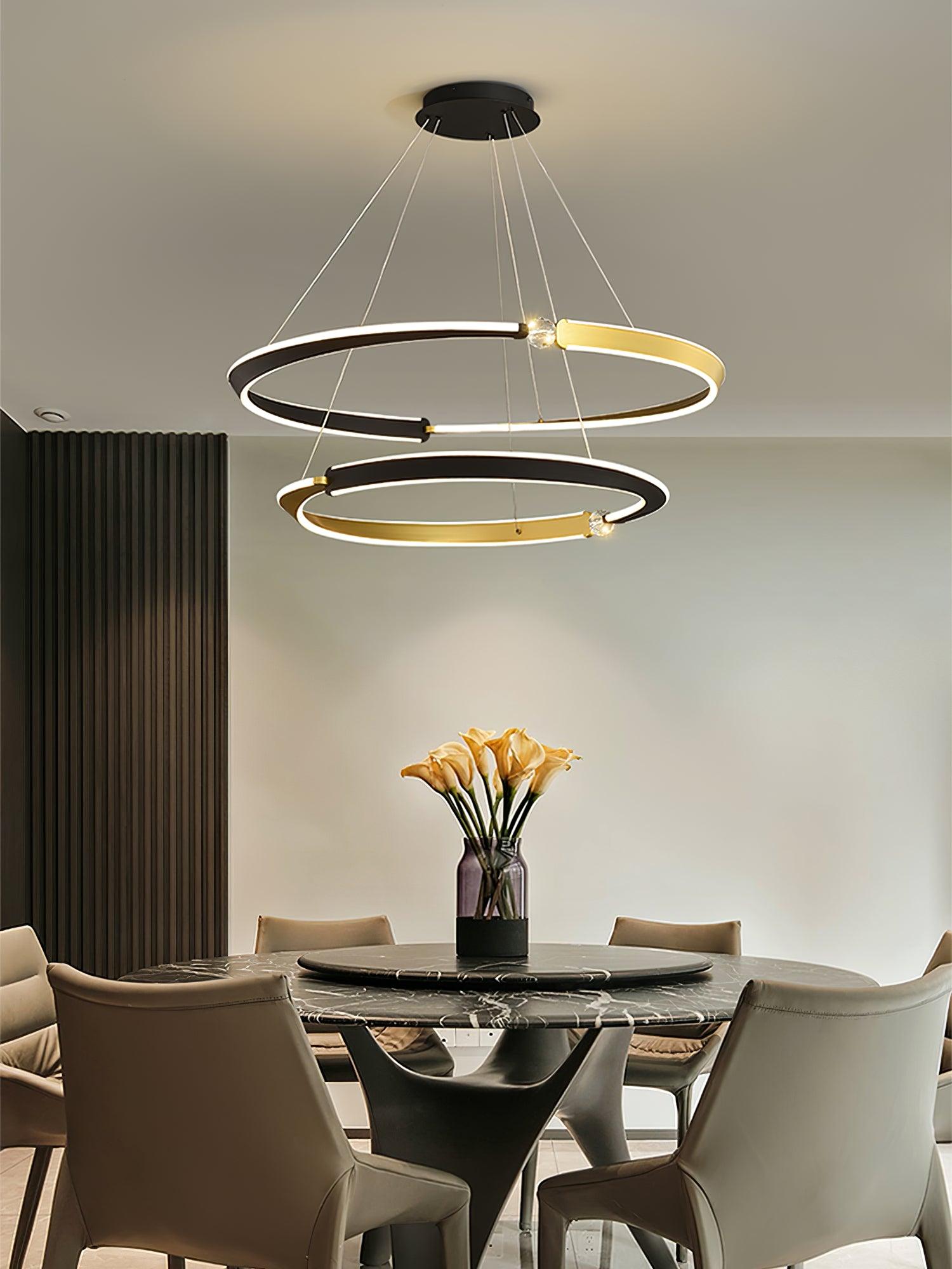 Lustra Chandelier Crystal Black Gold Dining LED-Neutral Decor
