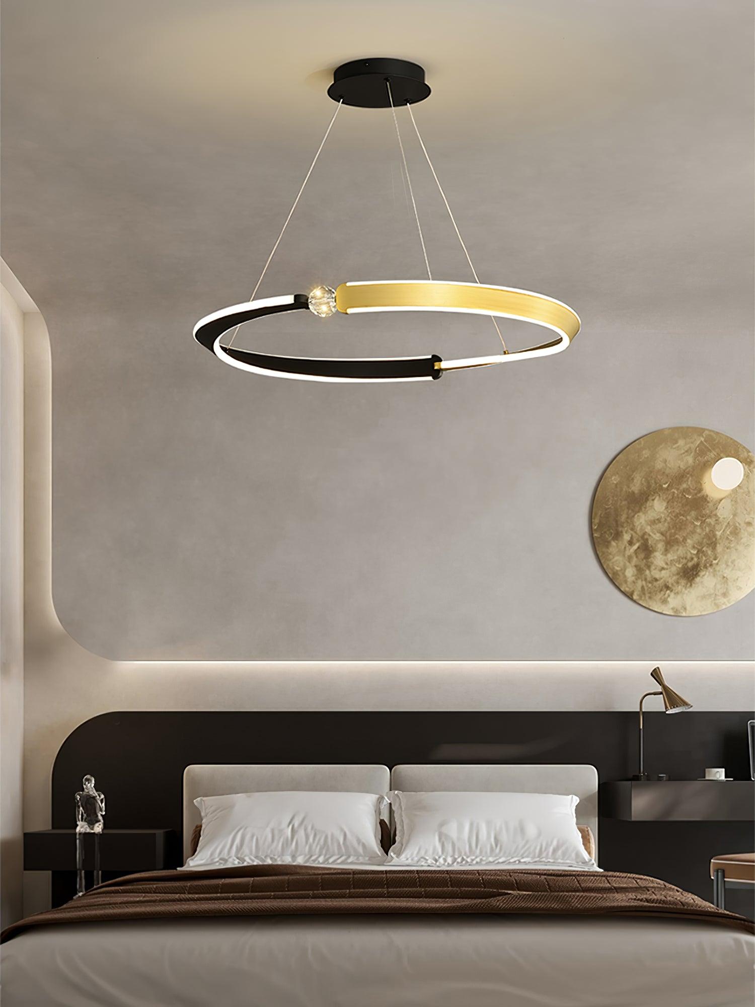 Lustra Chandelier Crystal Black Gold Dining LED-Neutral Decor