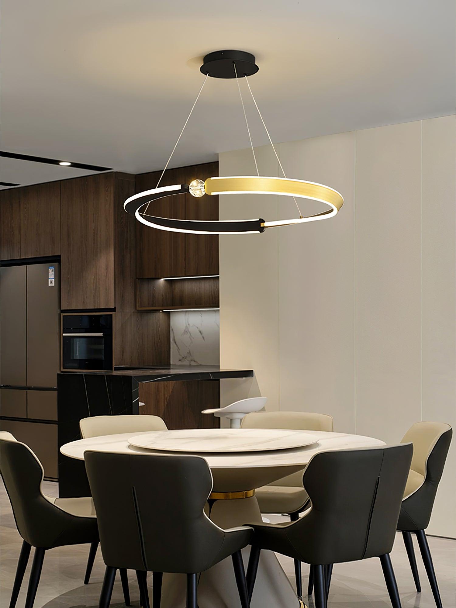 Lustra Chandelier Crystal Black Gold Dining LED-Neutral Decor