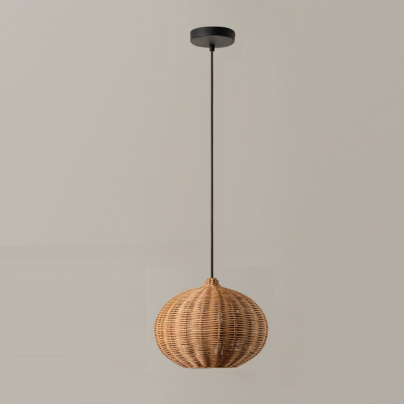 The Beliani pendant light turned off, showcasing its natural texture in daylight.