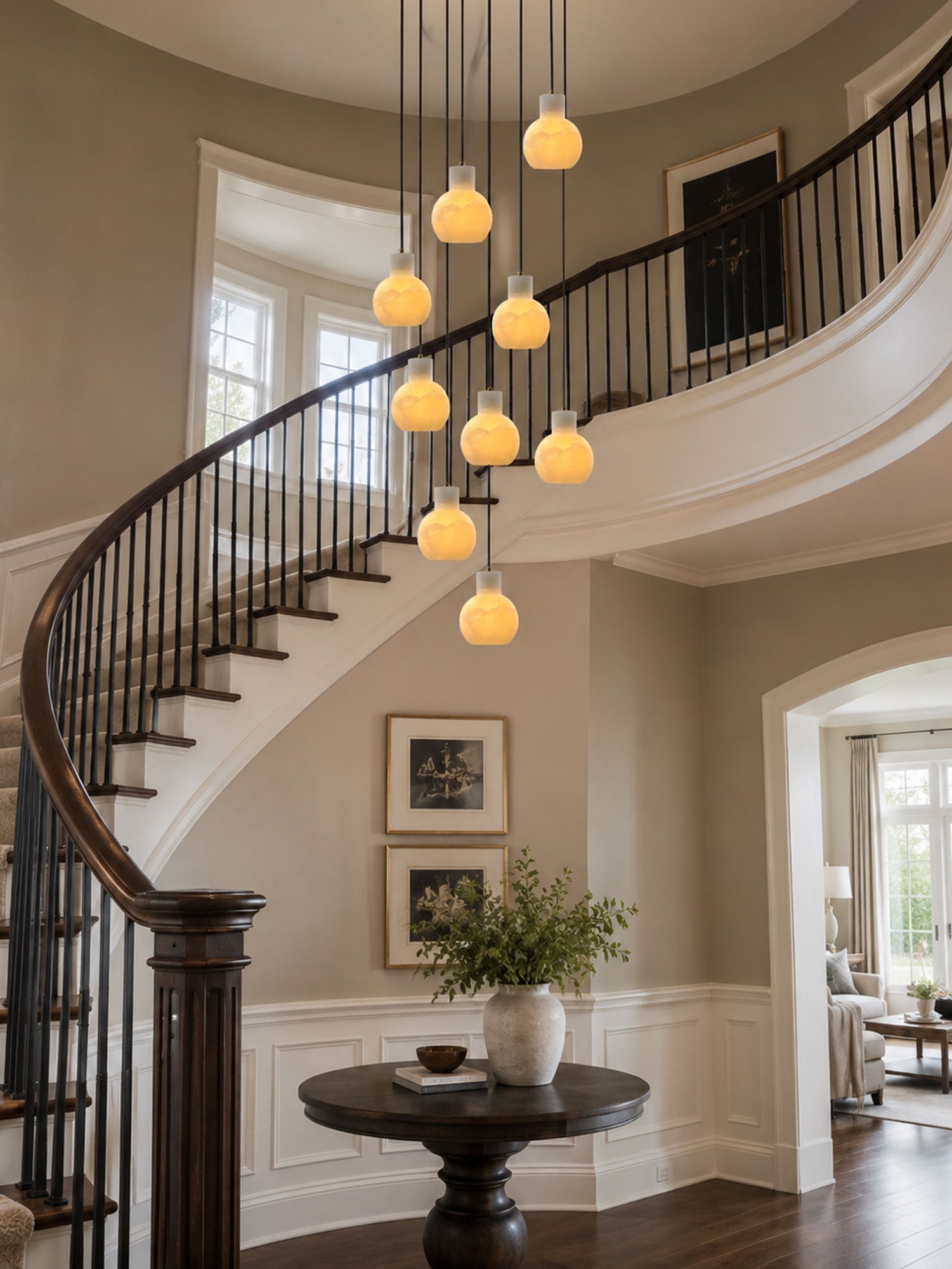 Bell Jar Alabaster Cluster Chandelier-Neutral Decor
