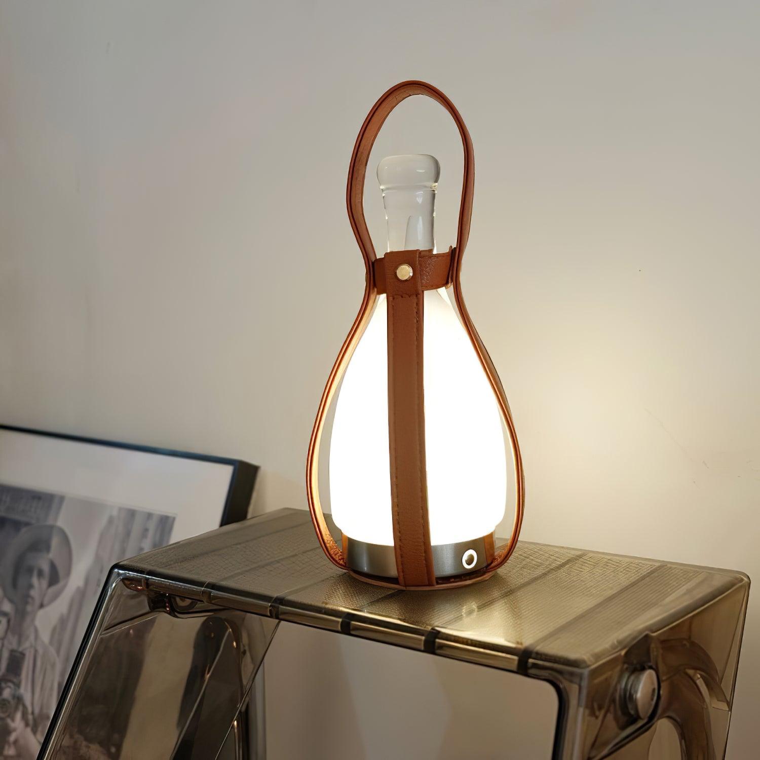 Ales Leather Vintage Table Lamp-Neutral Decor