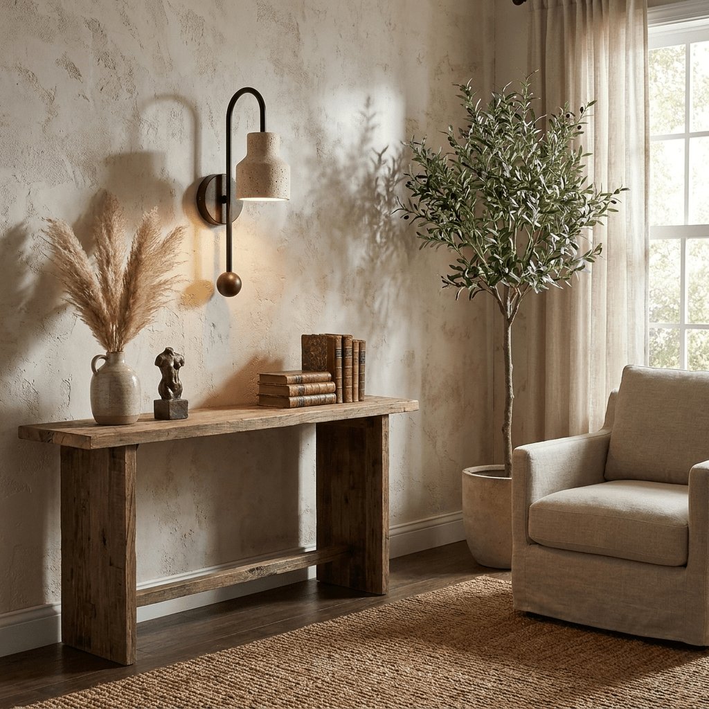 Bell Travertine Arc Sconce-Neutral Decor