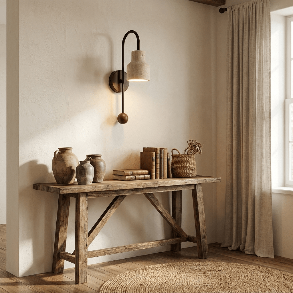 Bell Travertine Arc Sconce-Neutral Decor
