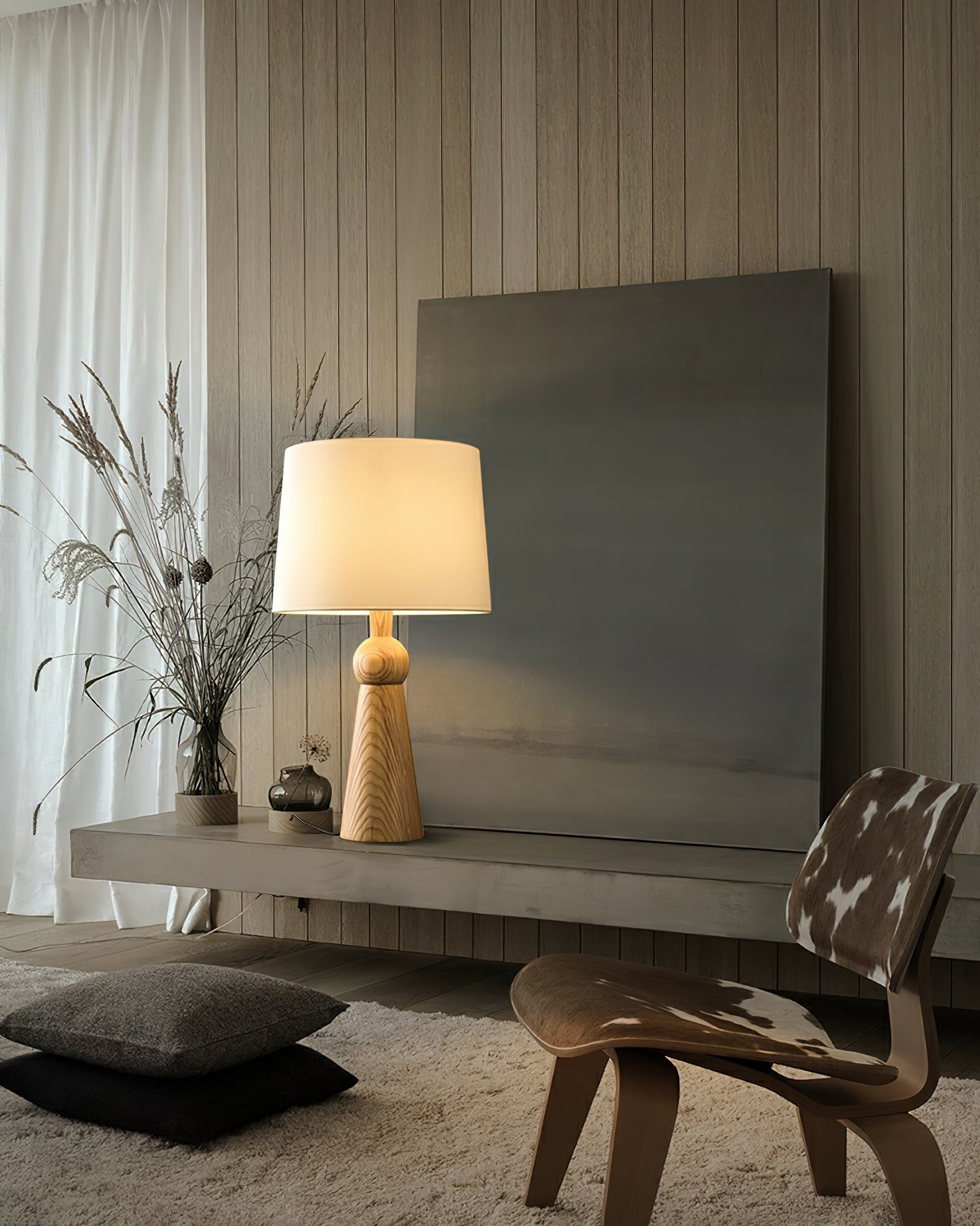 Lioria Wood Fabric Table Lamp-Neutral Decor
