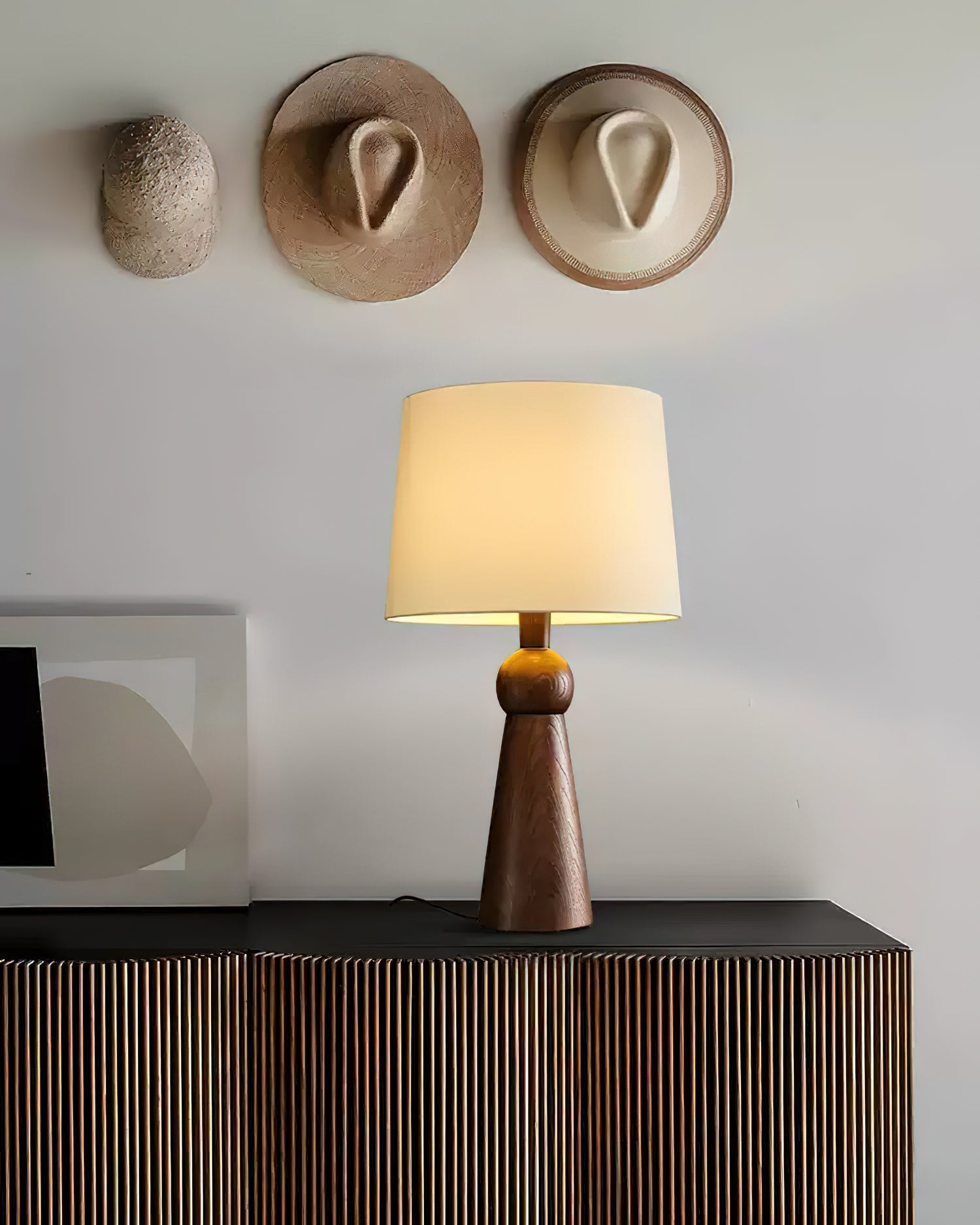 Lioria Wood Fabric Table Lamp-Neutral Decor