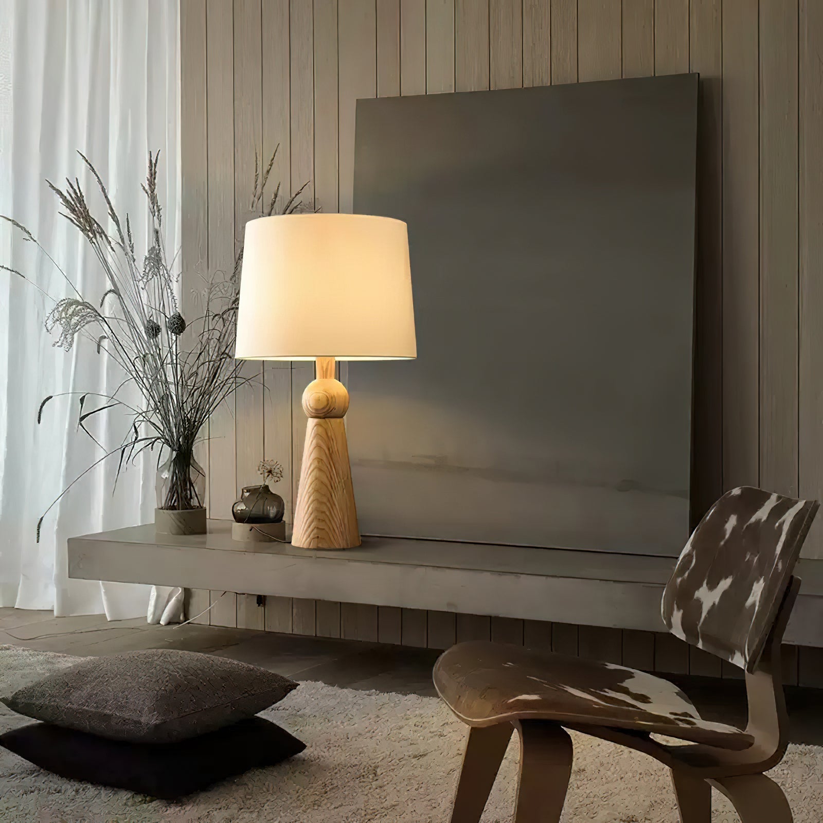 Lioria Wood Fabric Table Lamp-Neutral Decor