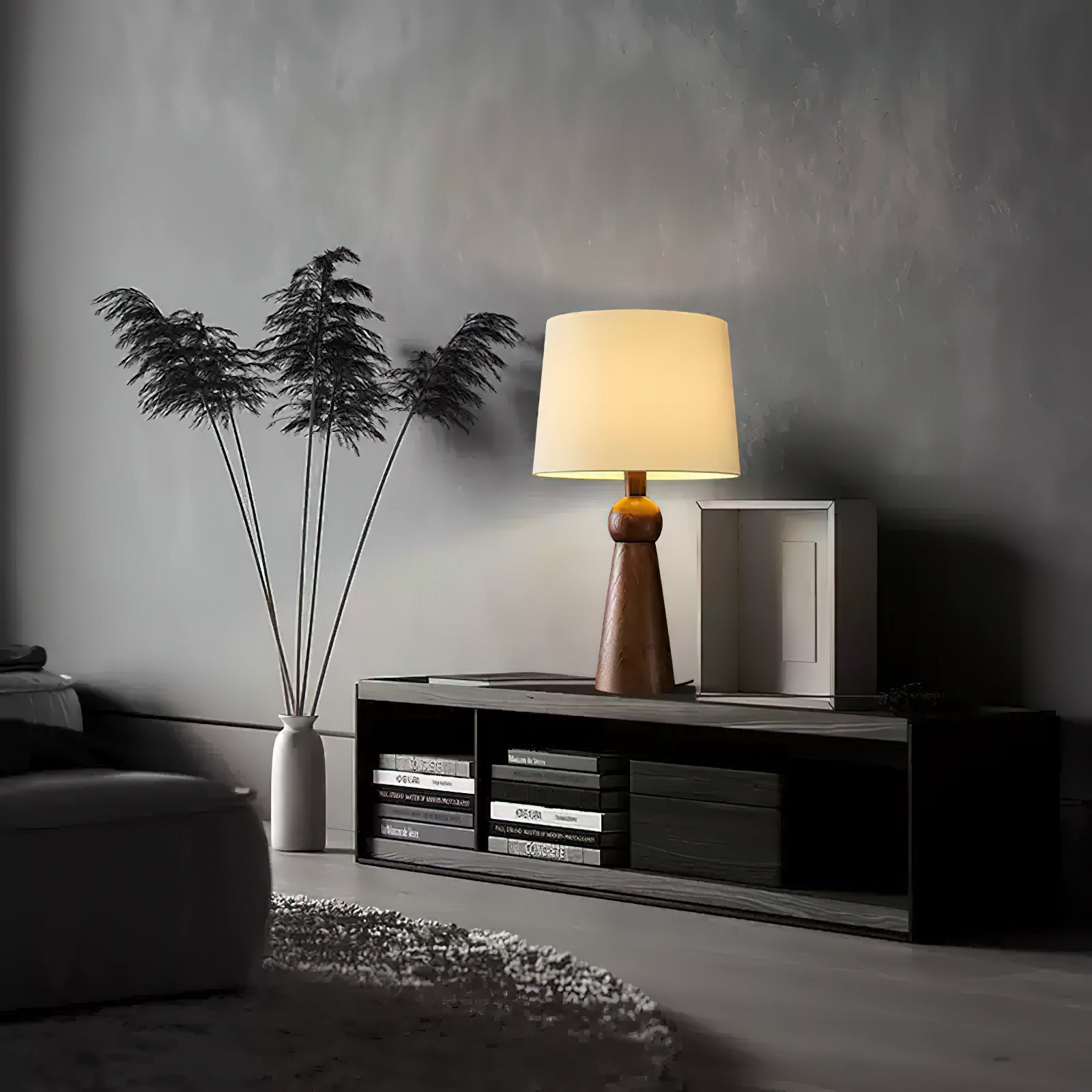 Lioria Wood Fabric Table Lamp-Neutral Decor