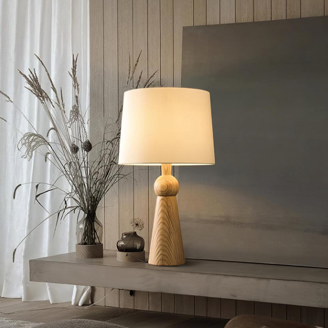 Lioria Wood Fabric Table Lamp-Neutral Decor