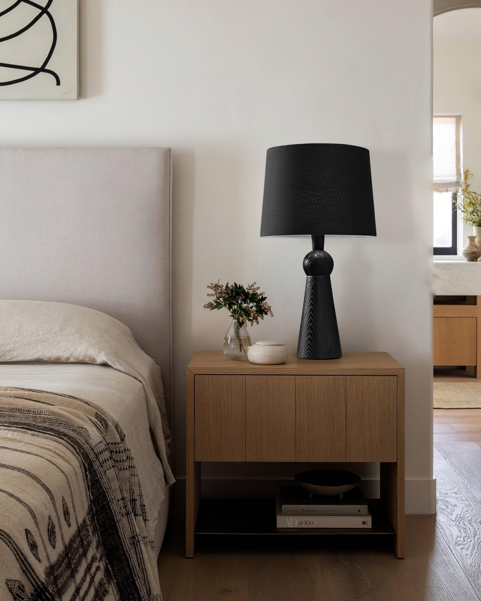 Lioria Wood Fabric Table Lamp-Neutral Decor