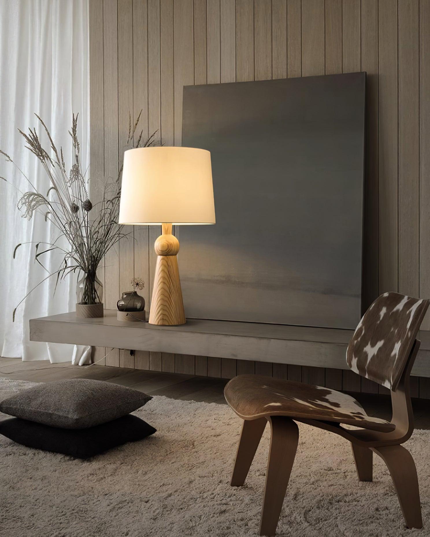 Lioria Wood Fabric Table Lamp-Neutral Decor