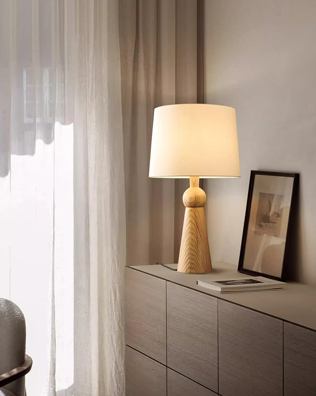Lioria Wood Fabric Table Lamp-Neutral Decor