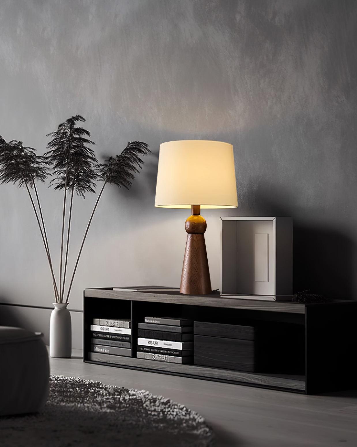 Lioria Wood Fabric Table Lamp-Neutral Decor