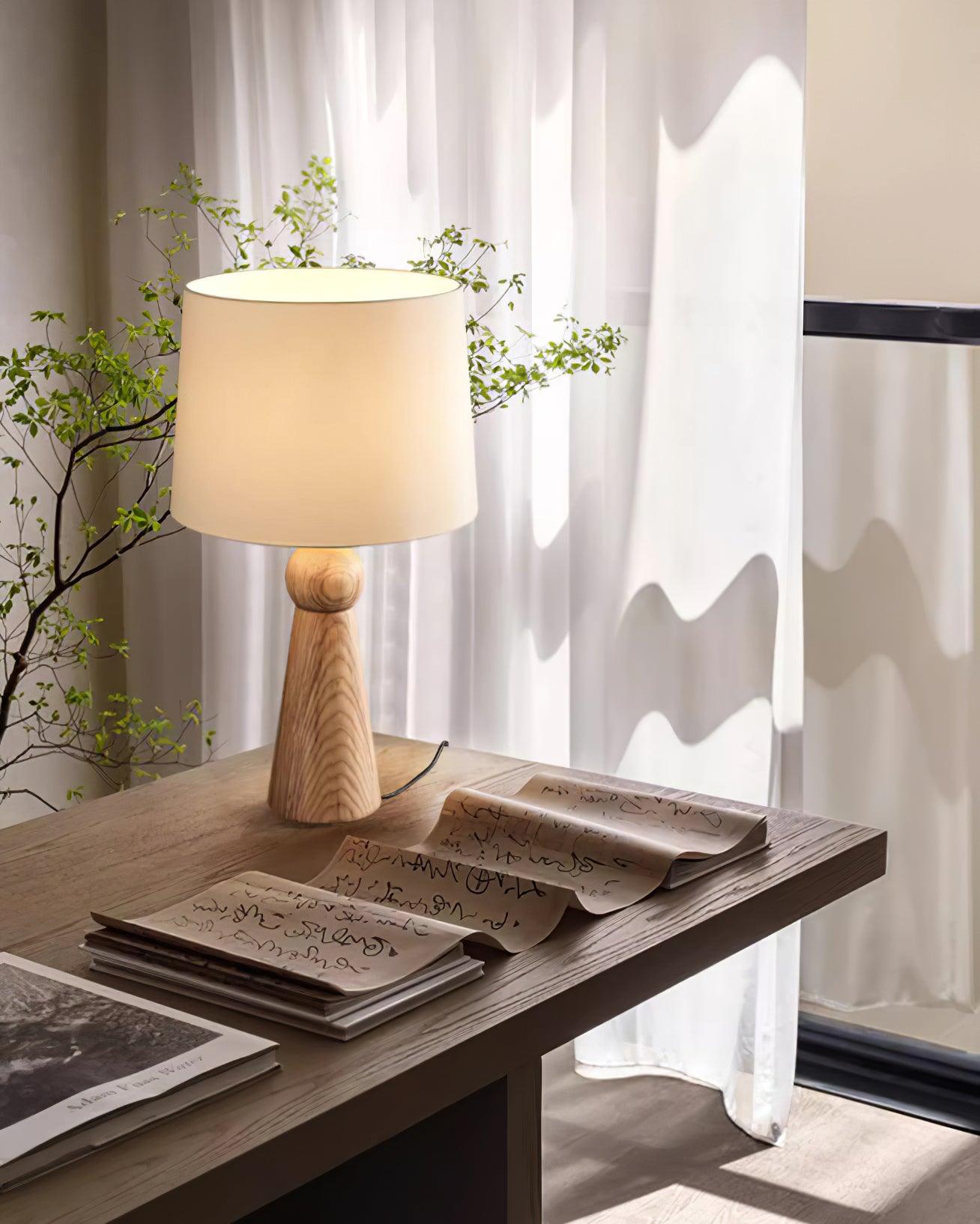 Lioria Wood Fabric Table Lamp-Neutral Decor