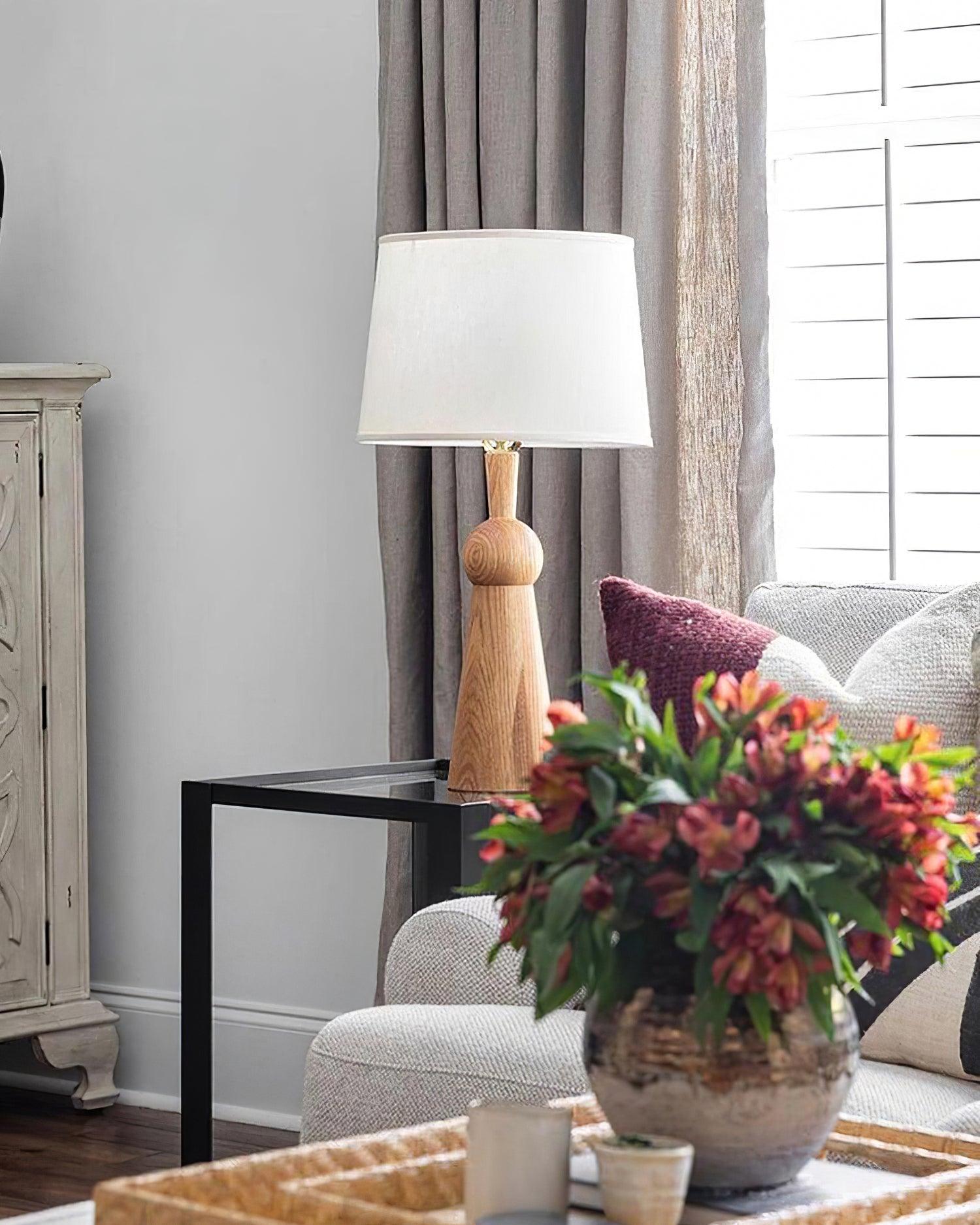 Lioria Wood Fabric Table Lamp-Neutral Decor