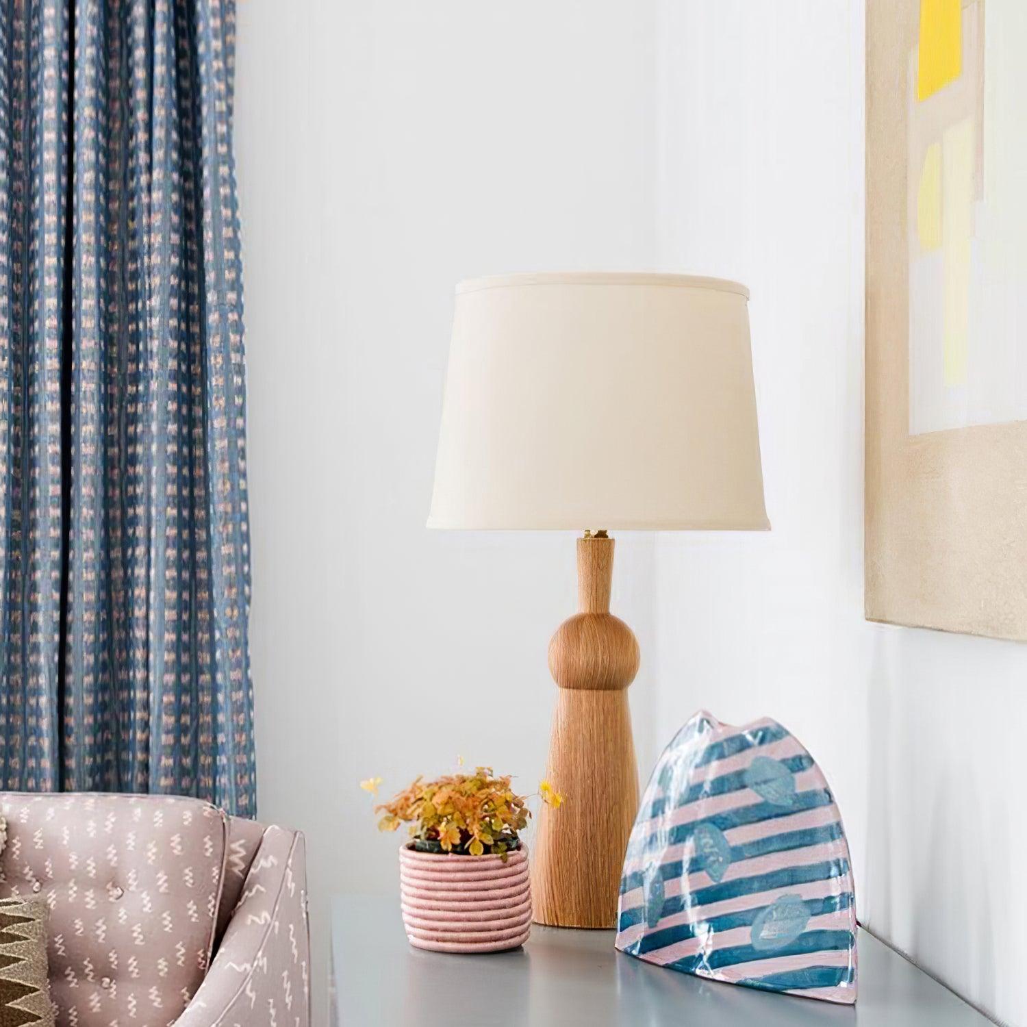 Lioria Wood Fabric Table Lamp-Neutral Decor