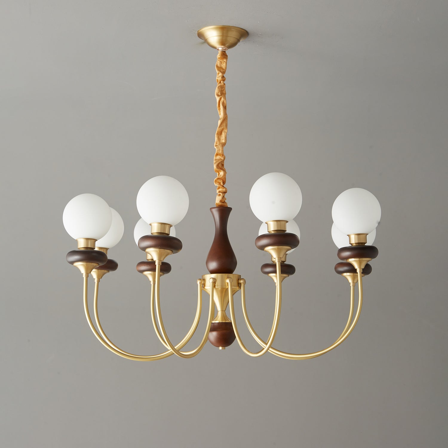 Cotheor Vintage Traditional Arc Wood Glass Chandelier-Neutral Decor