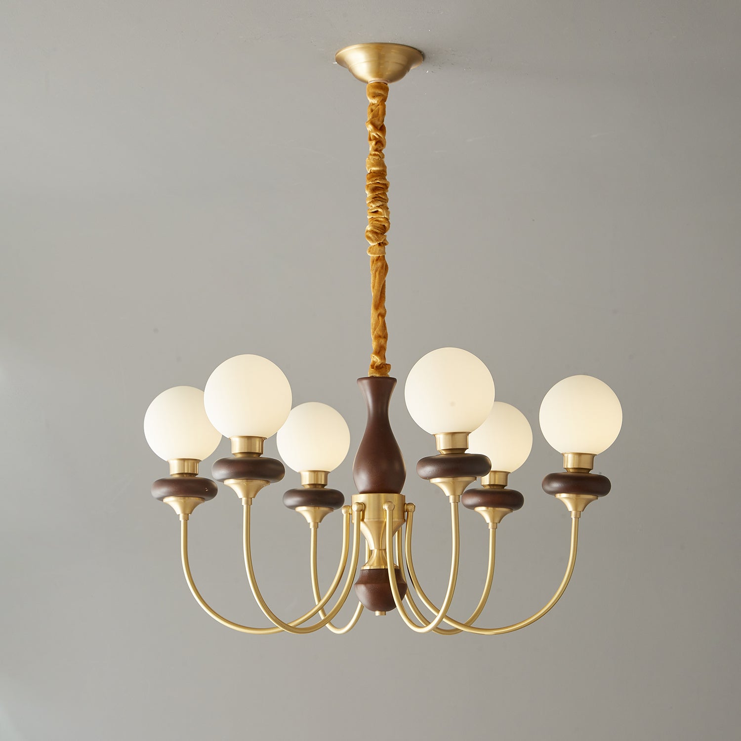 Cotheor Vintage Traditional Arc Wood Glass Chandelier-Neutral Decor