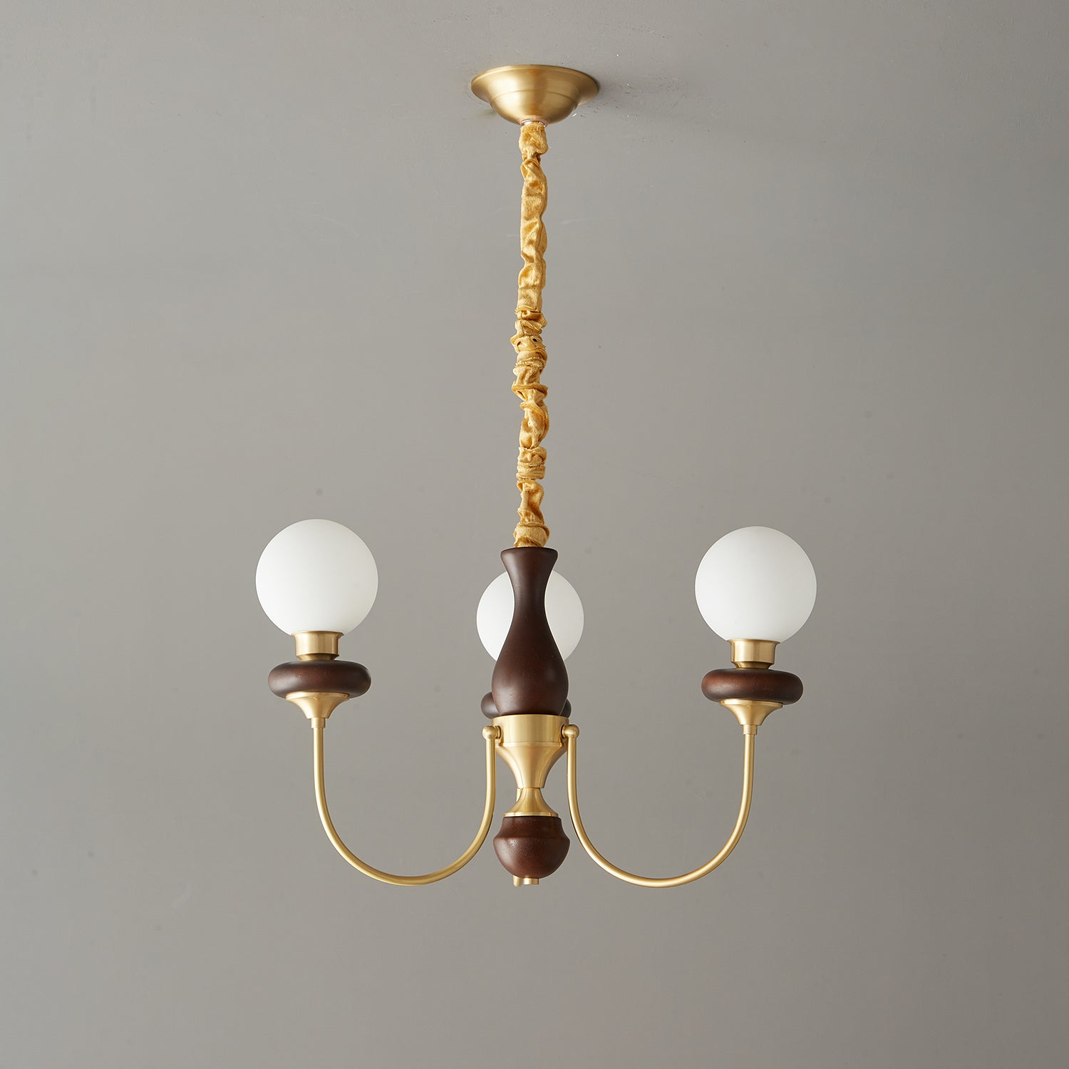 Cotheor Vintage Traditional Arc Wood Glass Chandelier-Neutral Decor