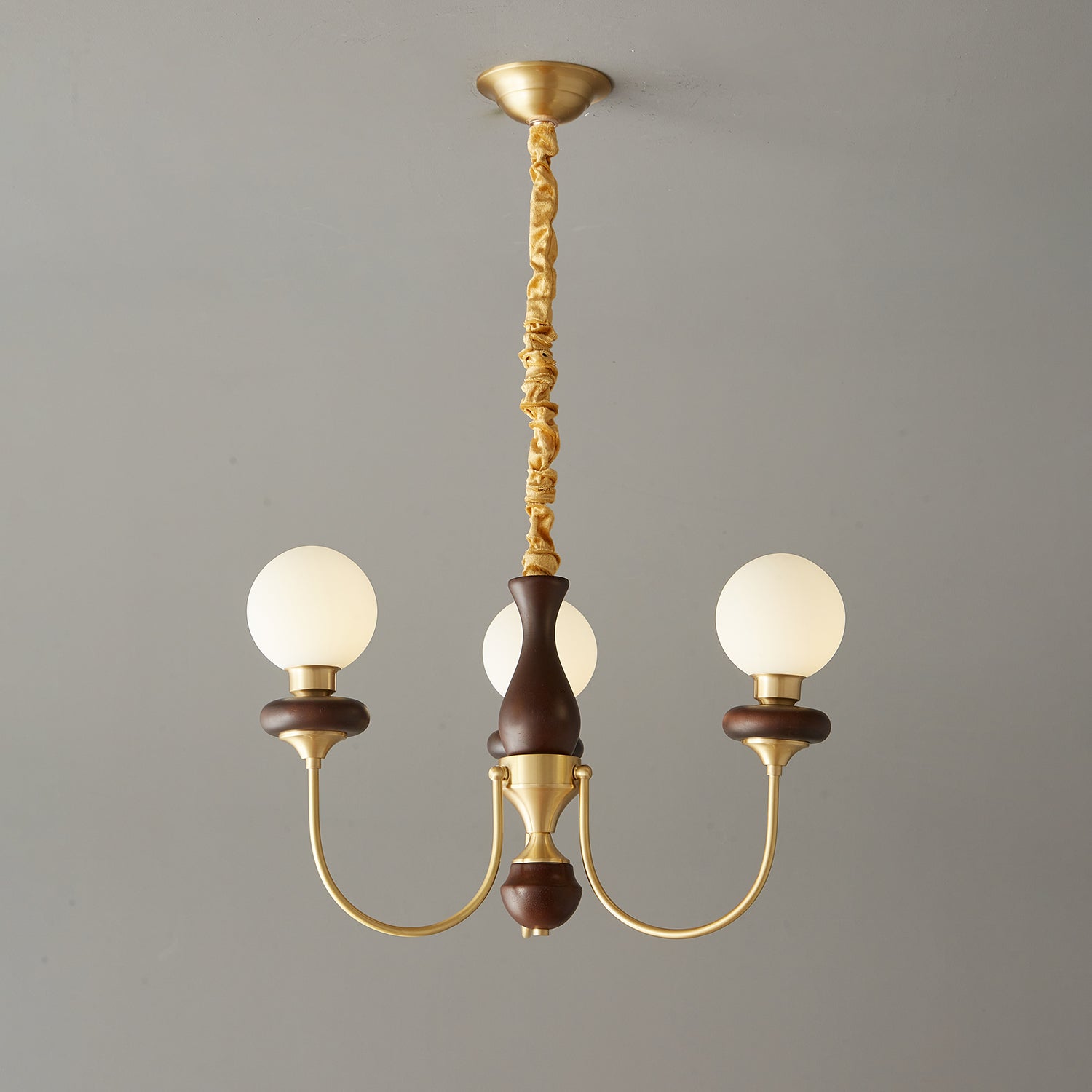 Cotheor Vintage Traditional Arc Wood Glass Chandelier-Neutral Decor