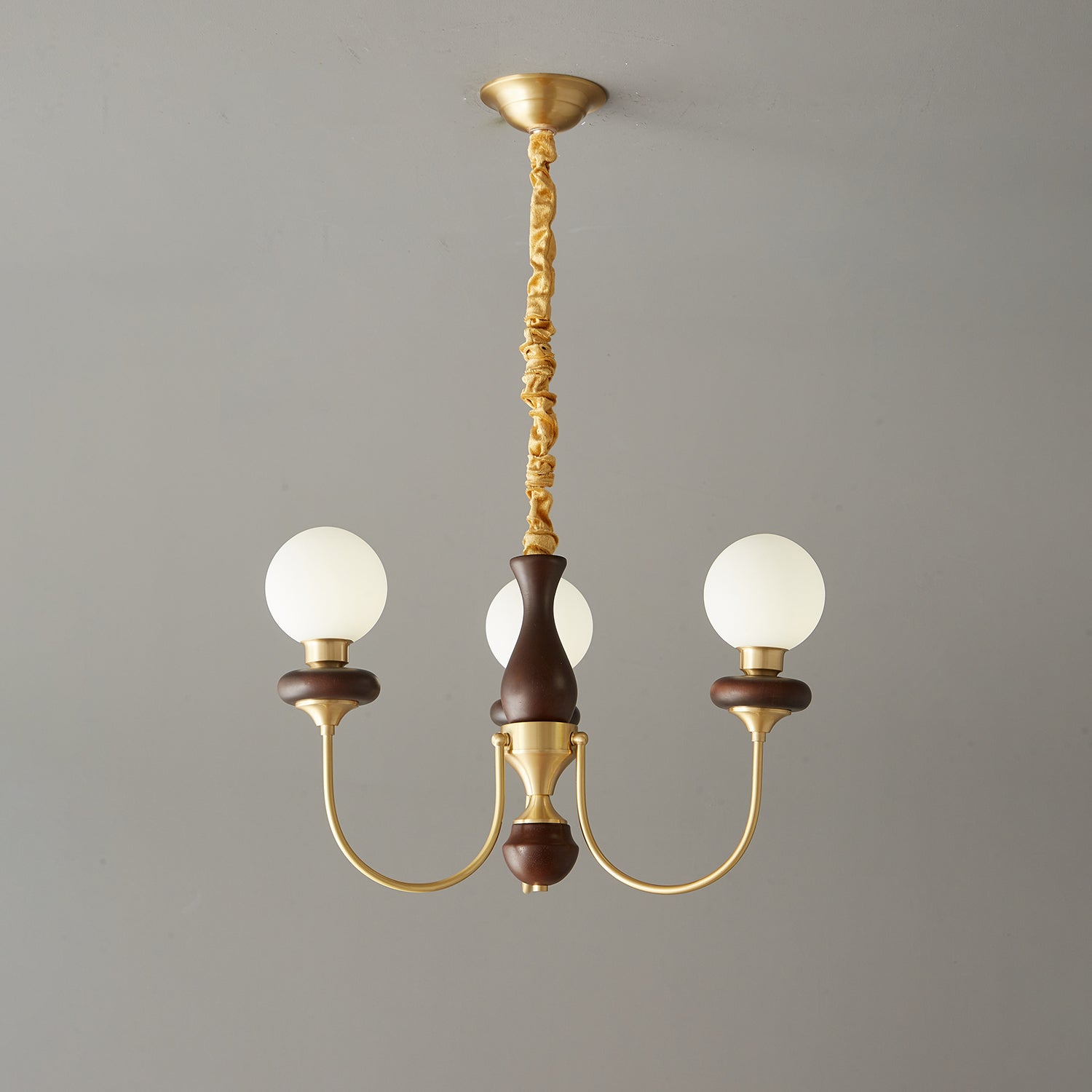 Cotheor Vintage Traditional Arc Wood Glass Chandelier-Neutral Decor