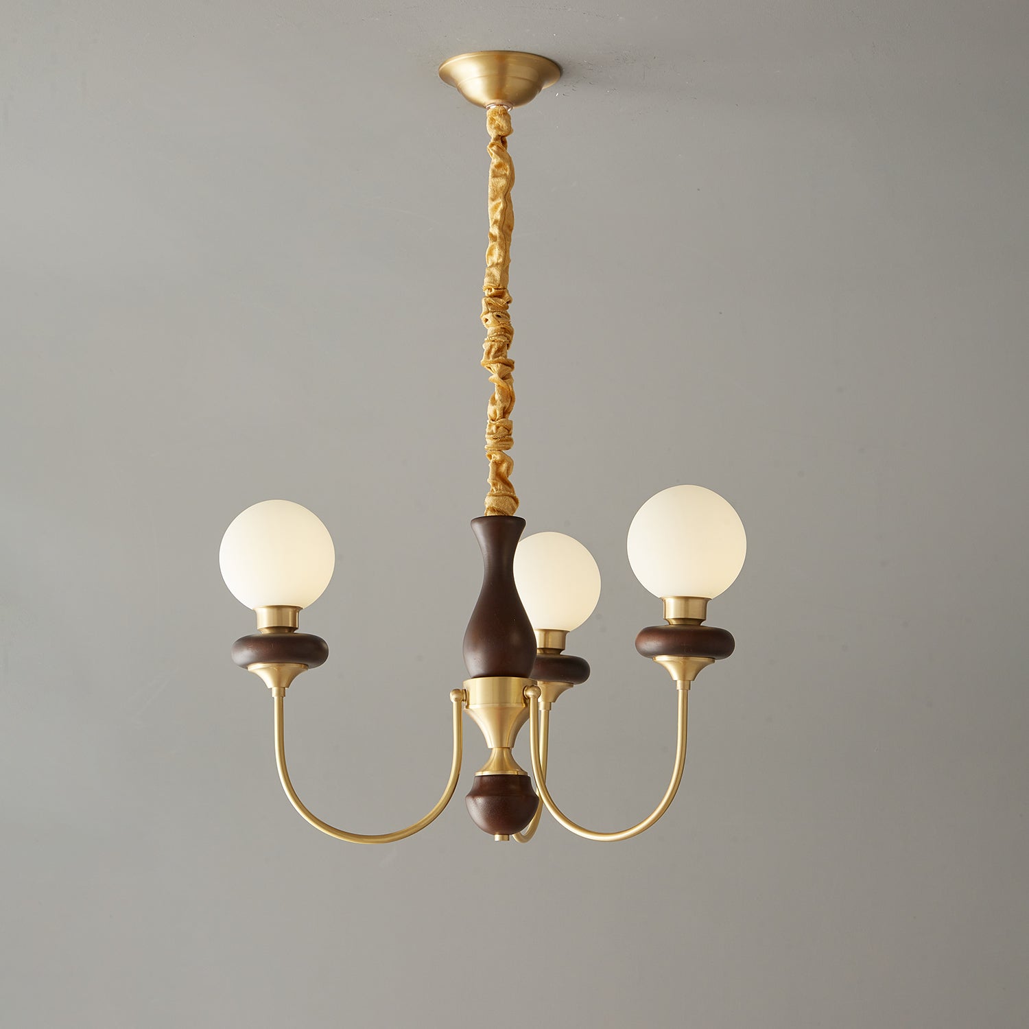 Cotheor Vintage Traditional Arc Wood Glass Chandelier-Neutral Decor